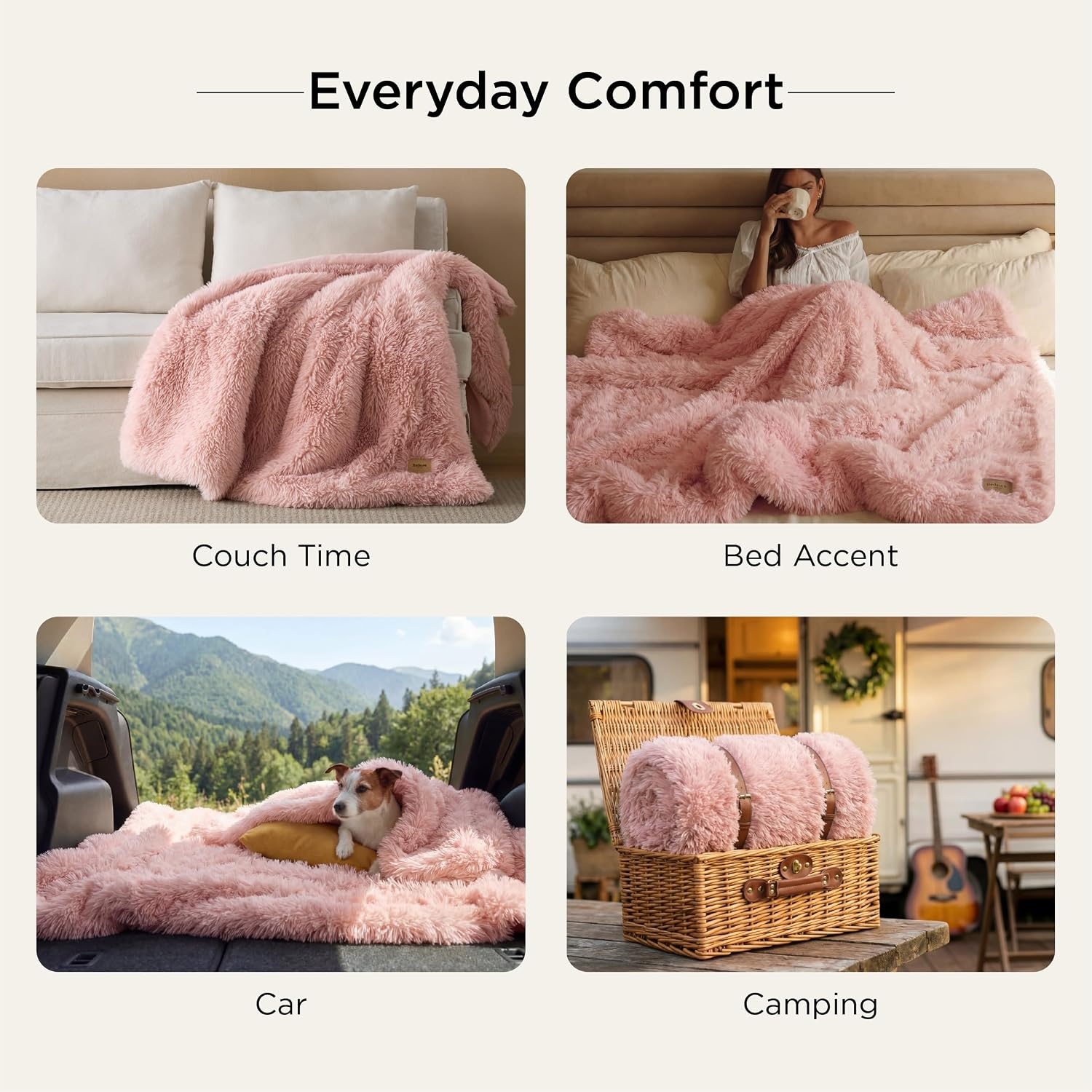 image:imageBedsure Faux Fur White Throw Blanket Fluffy Soft Shaggy Reversible02 Pink