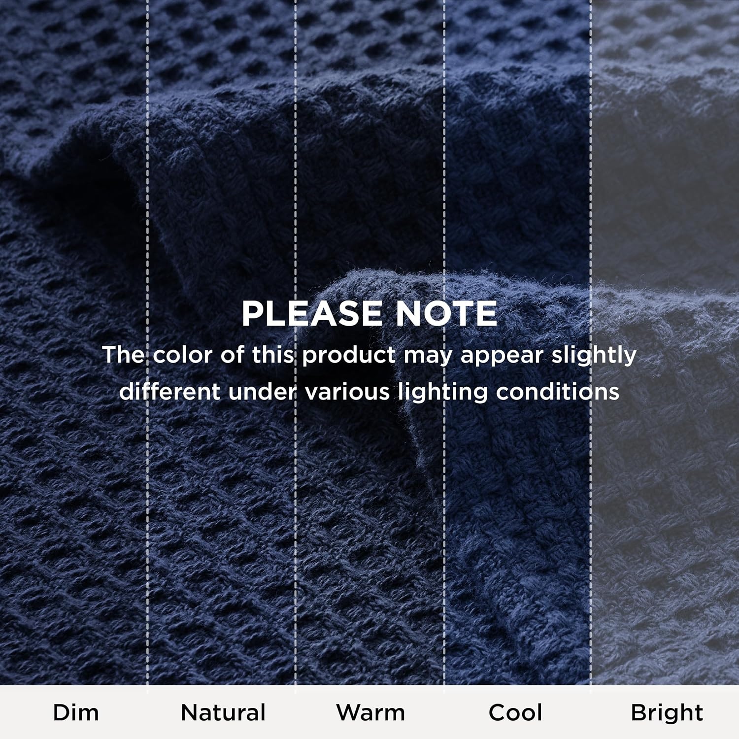 image:imageBedsure GentleSoft 100 Cotton Blanket Queen Size for Bed Breathable Lightweight and Soft for Summer Basket Waffle Weave Woven Blankets Home Decor Gift for Women White 90x90 inches05 Navy