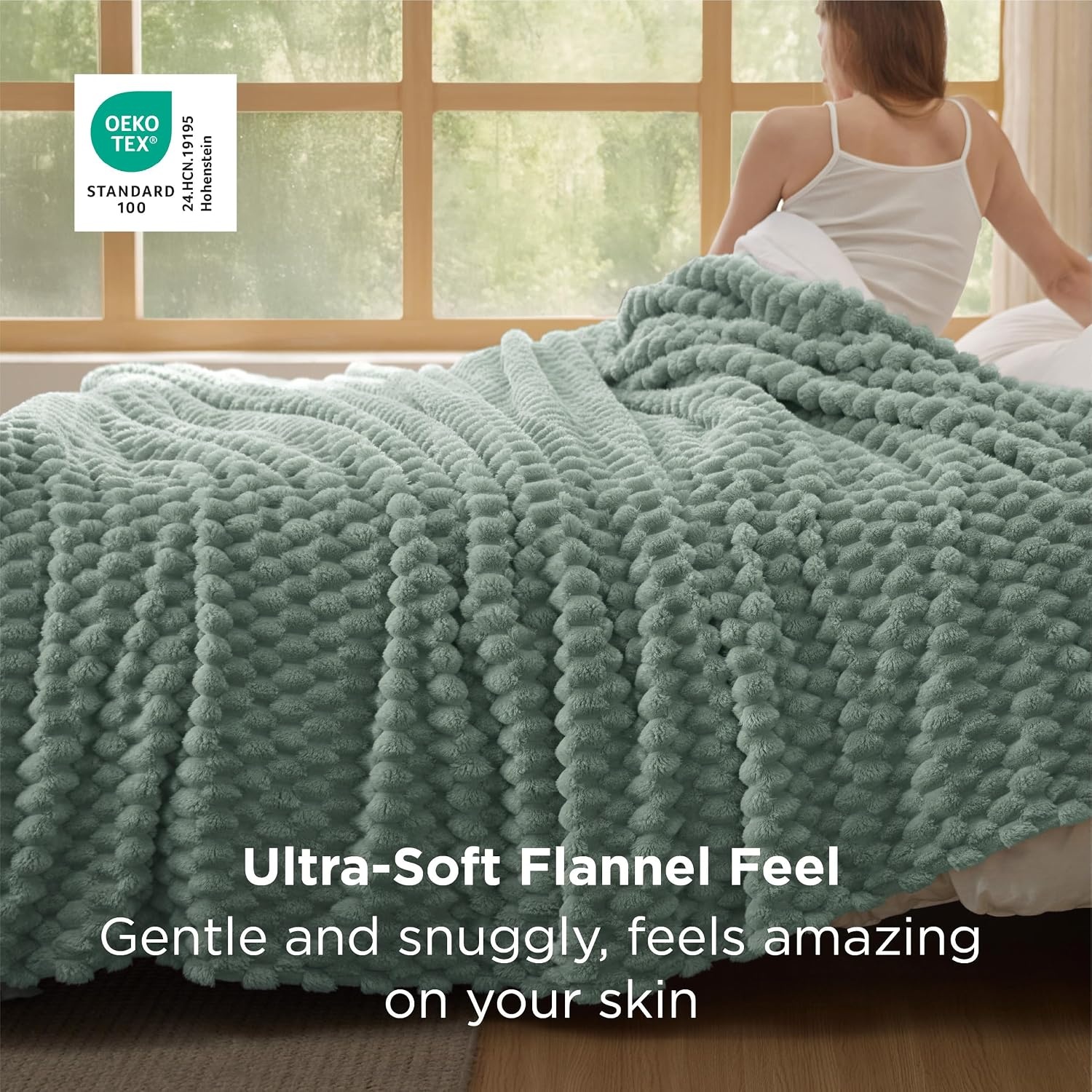 image:imageBedsure Pink Throw Blanket for Couch 350GSM Fluffy Plush Bubble Blanket for Bed Home Room Decor GentleSoft Cute Fleece Soft Cozy Gifts for Women Girls 50x60 Inches02 Sage Green