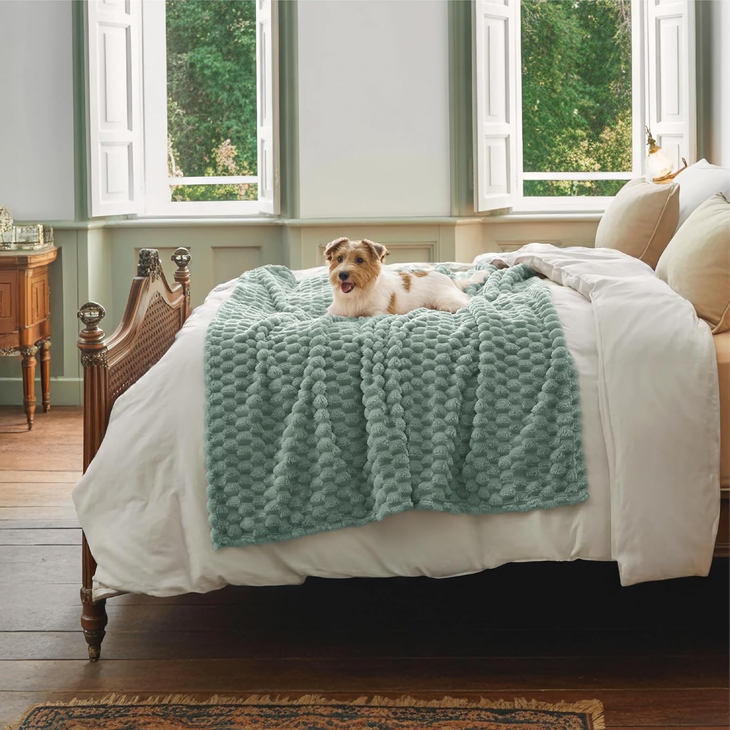 image:imageBedsure Pink Throw Blanket for Couch 350GSM Fluffy Plush Bubble Blanket for Bed Home Room Decor GentleSoft Cute Fleece Soft Cozy Gifts for Women Girls 50x60 Inches02 Sage Green