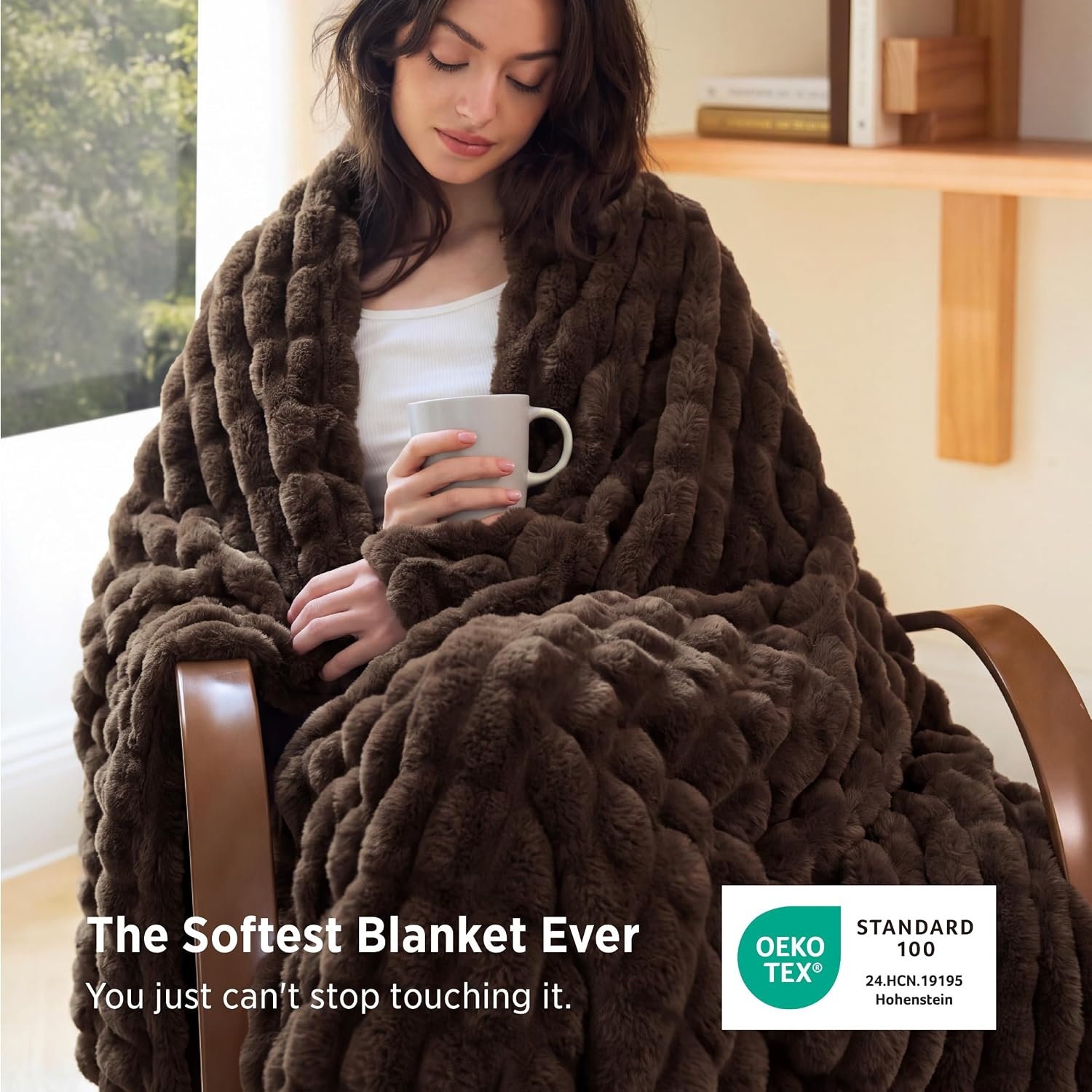 image:imageBedsure Soft DoubleSided Faux Fur Throw Blanket Light Brown 50x60Brown