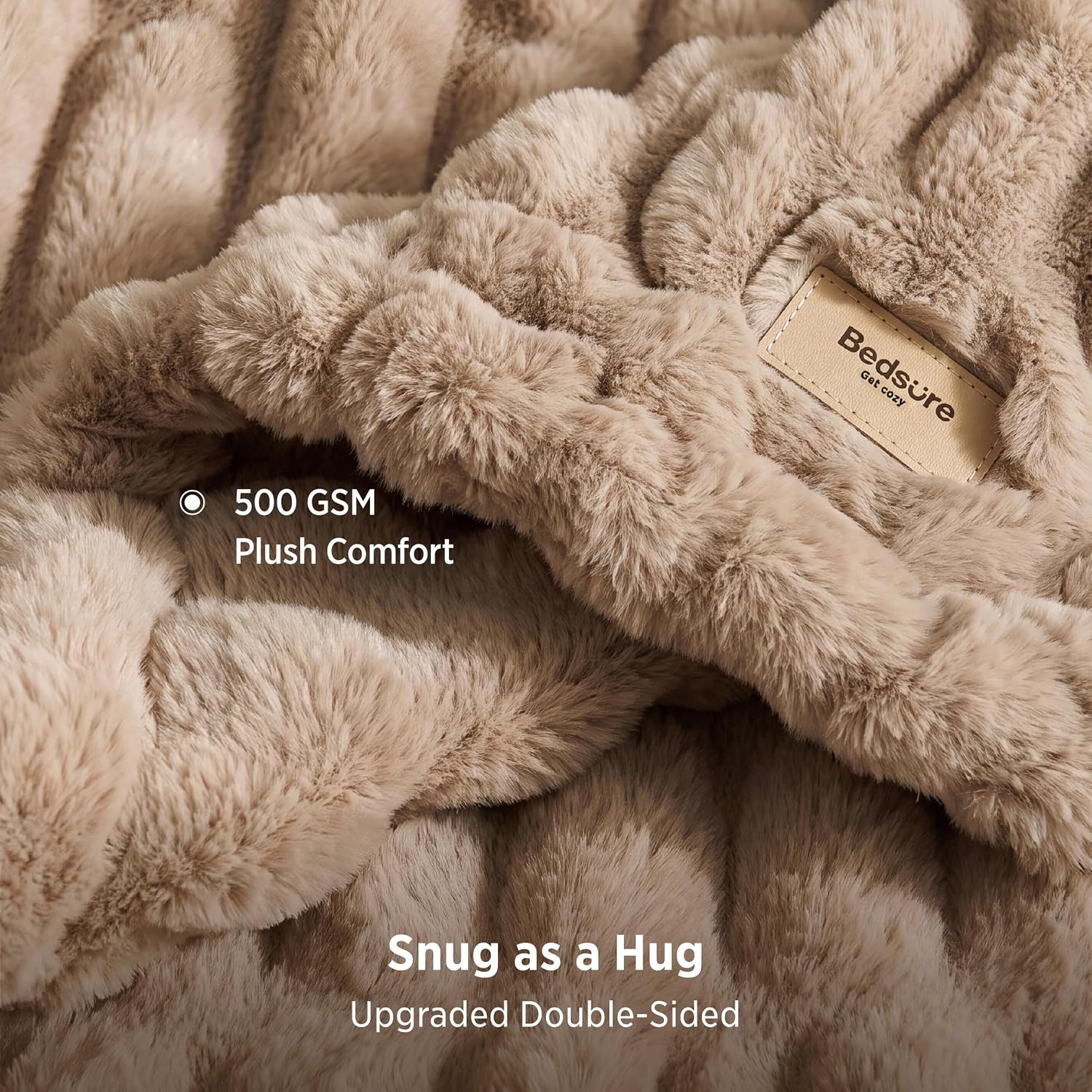 image:imageBedsure Soft DoubleSided Faux Fur Throw Blanket Light Brown 50x60Light Brown