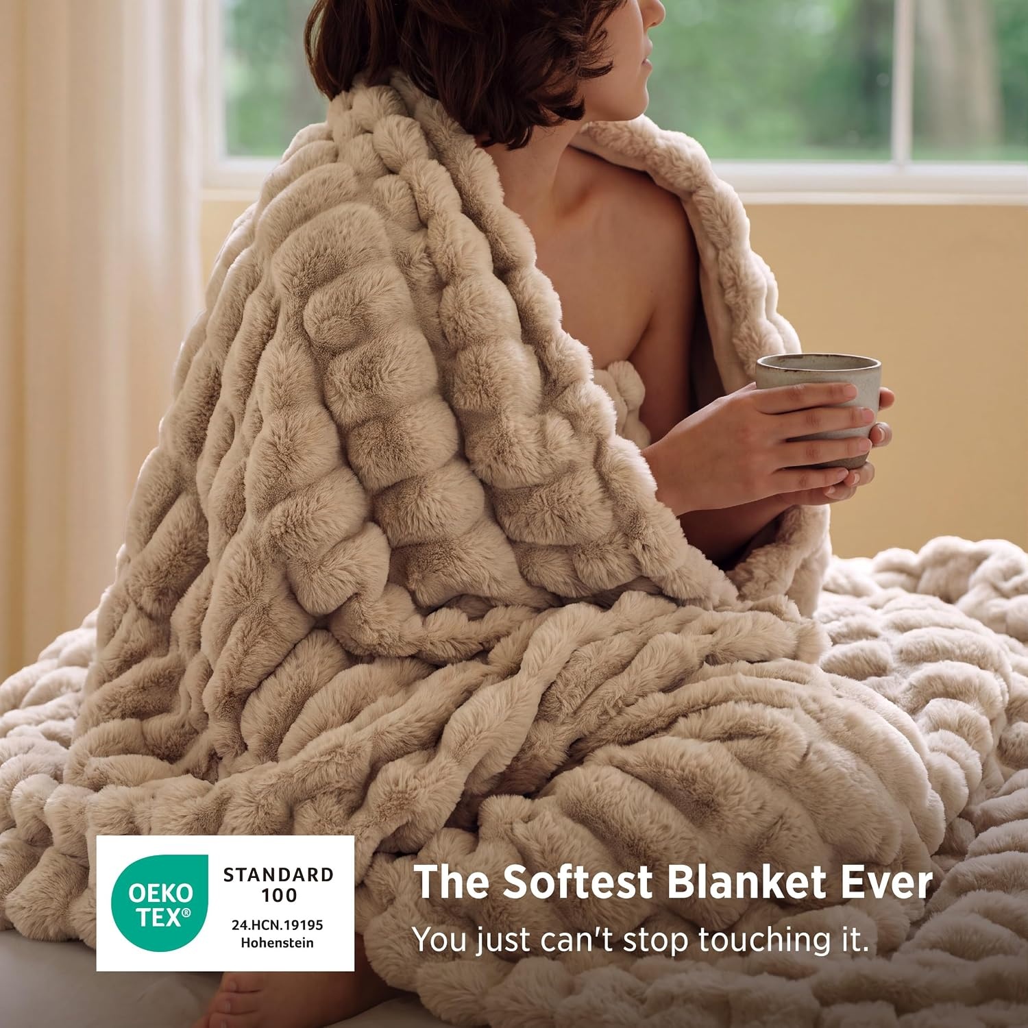 image:imageBedsure Soft DoubleSided Faux Fur Throw Blanket Light Brown 50x60Light Brown