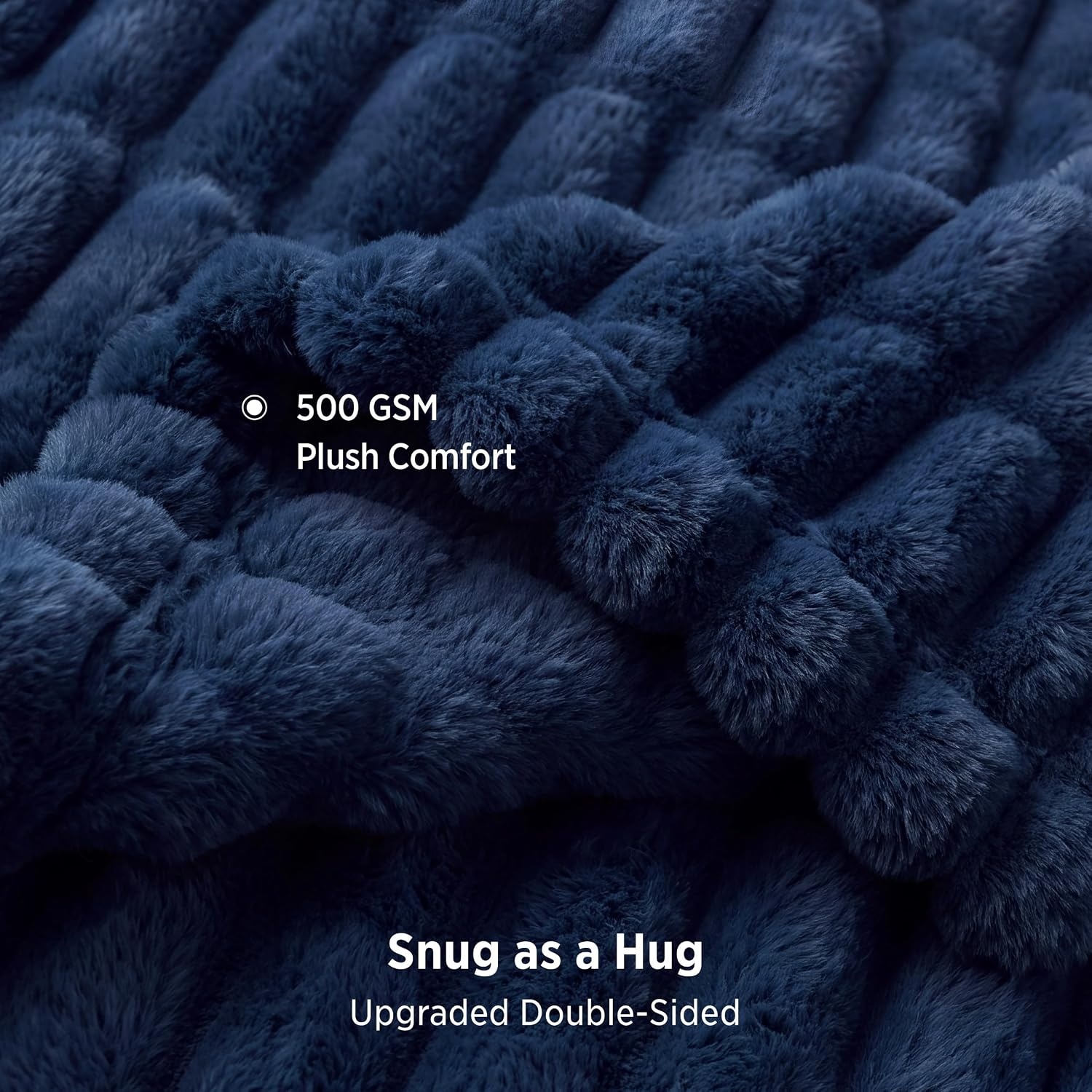 image:imageBedsure Soft DoubleSided Faux Fur Throw Blanket Light Brown 50x60Navy Blue