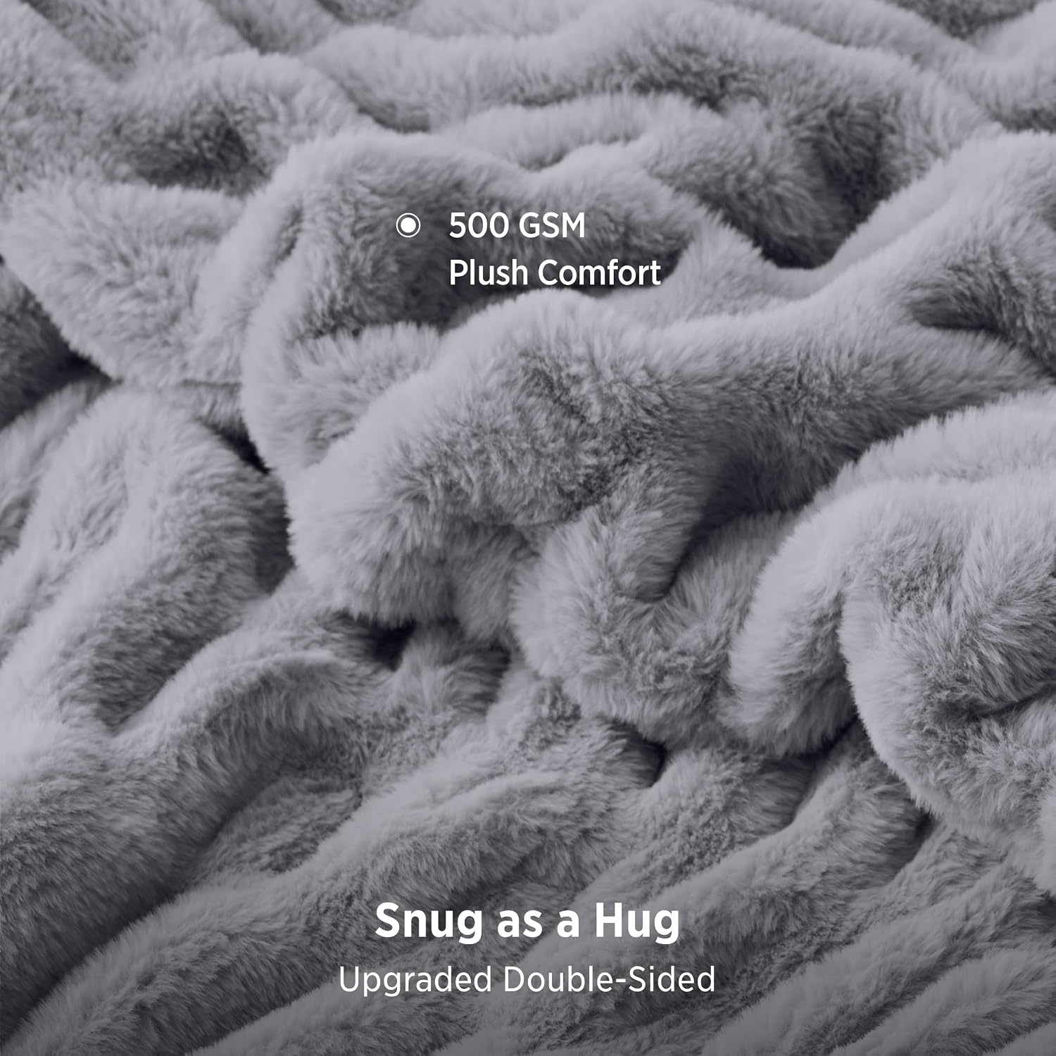image:imageBedsure Soft DoubleSided Faux Fur Throw Blanket Light Brown 50x60Silver Grey