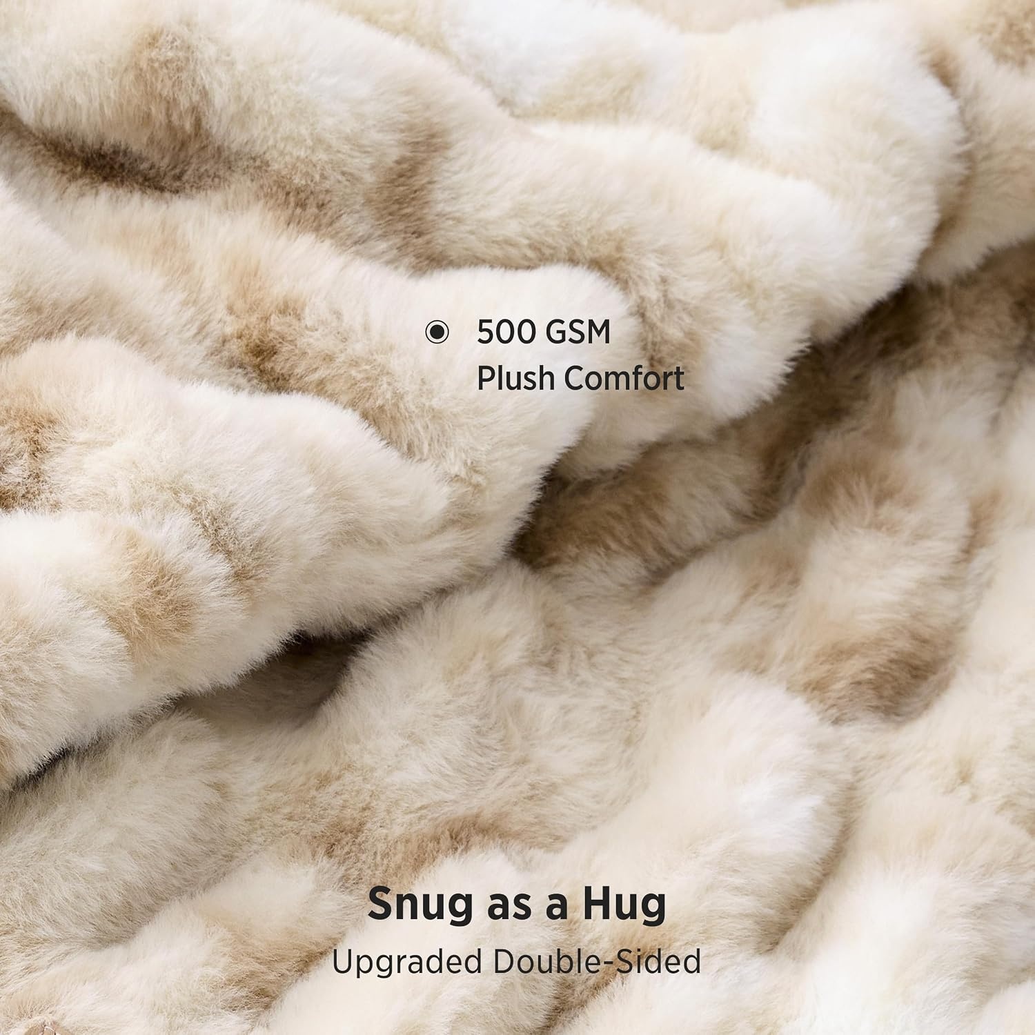 image:imageBedsure Soft DoubleSided Faux Fur Throw Blanket Light Brown 50x60Tiedye Beige