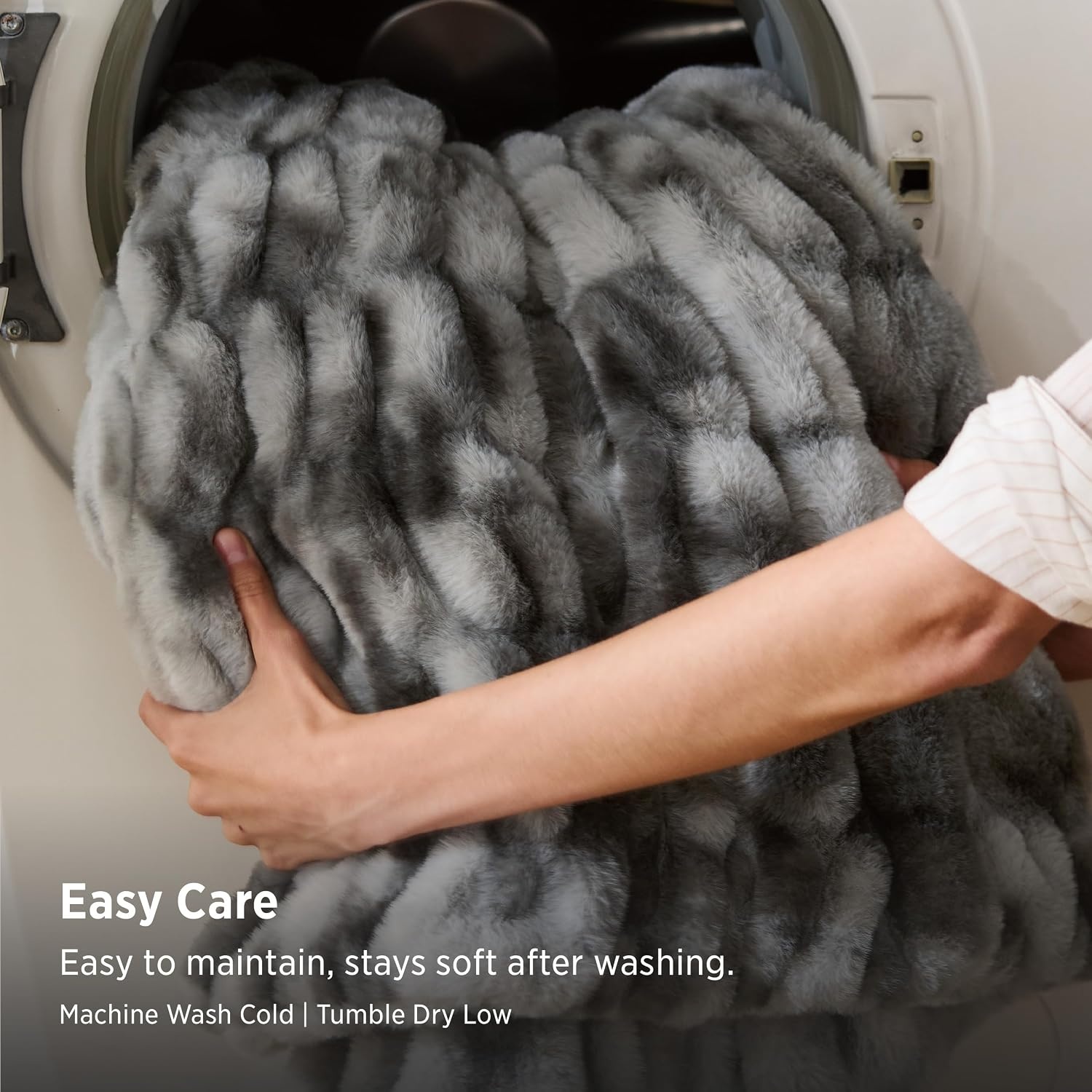 image:imageBedsure Soft DoubleSided Faux Fur Throw Blanket Light Brown 50x60Tiedye Grey