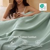 Bedsure GentleSoft 100% Cotton Blanket Queen Size for Bed – Breathable Lightweight and Soft for Summer, Basket Waffle Weave Woven Blankets, Home Decor Gift for Women, White, 90×90 inches(06 – Sage Green)