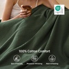 Bedsure GentleSoft 100% Cotton Blanket Queen Size for Bed – Breathable Lightweight and Soft for Summer, Basket Waffle Weave Woven Blankets, Home Decor Gift for Women, White, 90×90 inches(01 – Olive Green)