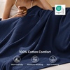 Bedsure GentleSoft 100% Cotton Blanket Queen Size for Bed – Breathable Lightweight and Soft for Summer, Basket Waffle Weave Woven Blankets, Home Decor Gift for Women, White, 90×90 inches(05 – Navy)