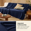 Bedsure GentleSoft 100% Cotton Blanket Queen Size for Bed – Breathable Lightweight and Soft for Summer, Basket Waffle Weave Woven Blankets, Home Decor Gift for Women, White, 90×90 inches(05 – Navy)
