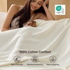 Bedsure GentleSoft 100% Cotton Blanket Queen Size for Bed – Breathable Lightweight and Soft for Summer, Basket Waffle Weave Woven Blankets, Home Decor Gift for Women, White, 90×90 inches(04 – White)