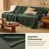Bedsure GentleSoft 100% Cotton Blanket Queen Size for Bed – Breathable Lightweight and Soft for Summer, Basket Waffle Weave Woven Blankets, Home Decor Gift for Women, White, 90×90 inches(01 – Olive Green)