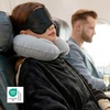 Bedsure Travel Blanket Set with Inflatable Neck Pillow and Eye Mask, Pink(Black)