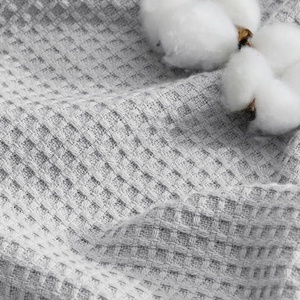 Bedsure GentleSoft 100% Cotton Blanket Queen Size for Bed – Breathable Lightweight and Soft for Summer, Basket Waffle Weave Woven Blankets, Home Decor Gift for Women, White, 90×90 inches(03 – Grey)