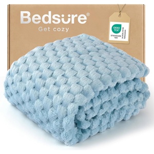 Bedsure Pink Throw Blanket for Couch – 350GSM Fluffy Plush Bubble Blanket for Bed Home Room Decor, GentleSoft Cute Fleece Soft Cozy Gifts for Women Girls, 50×60 Inches(06 – Light Blue)