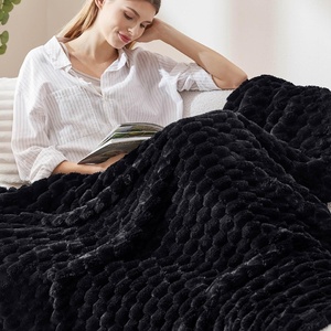 Bedsure Pink Throw Blanket for Couch – 350GSM Fluffy Plush Bubble Blanket for Bed Home Room Decor, GentleSoft Cute Fleece Soft Cozy Gifts for Women Girls, 50×60 Inches(07 – Black)