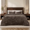 Bedsure Velvet Quilt Queen Size, Luxury Comforter Bedding Set, Beige(01 – Brown)