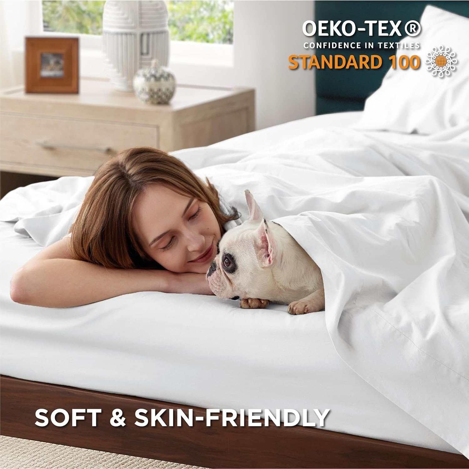 image:imageBedsure 100 Cotton Percale Sheets Twin Size Twin Sheets Set with Deep Pocket Up to 16 Inches Breathable amp Crirsp Soft Bedsheet amp Pillowcase Sets 3 Pieces Grey07 White