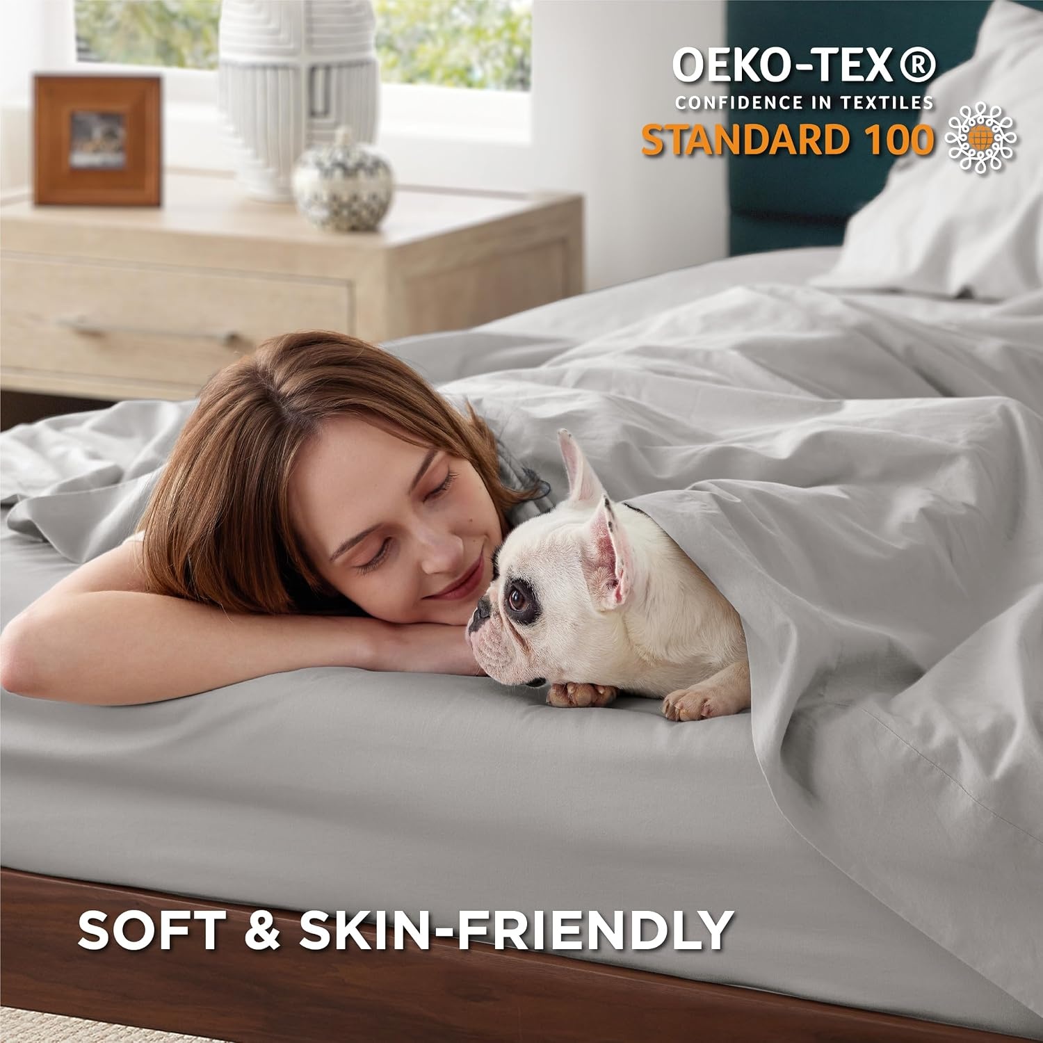 image:imageBedsure 100 Cotton Percale Sheets Twin Size Twin Sheets Set with Deep Pocket Up to 16 Inches Breathable amp Crirsp Soft Bedsheet amp Pillowcase Sets 3 Pieces Grey01 Silver Grey