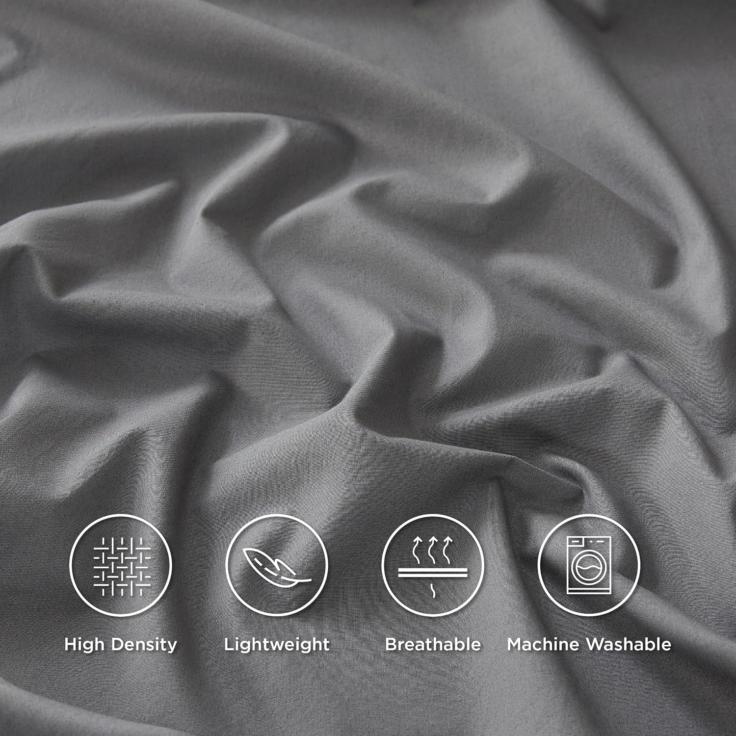 image:imageBedsure 100 Cotton Percale Sheets Twin Size Twin Sheets Set with Deep Pocket Up to 16 Inches Breathable amp Crirsp Soft Bedsheet amp Pillowcase Sets 3 Pieces Grey02 Dark Grey