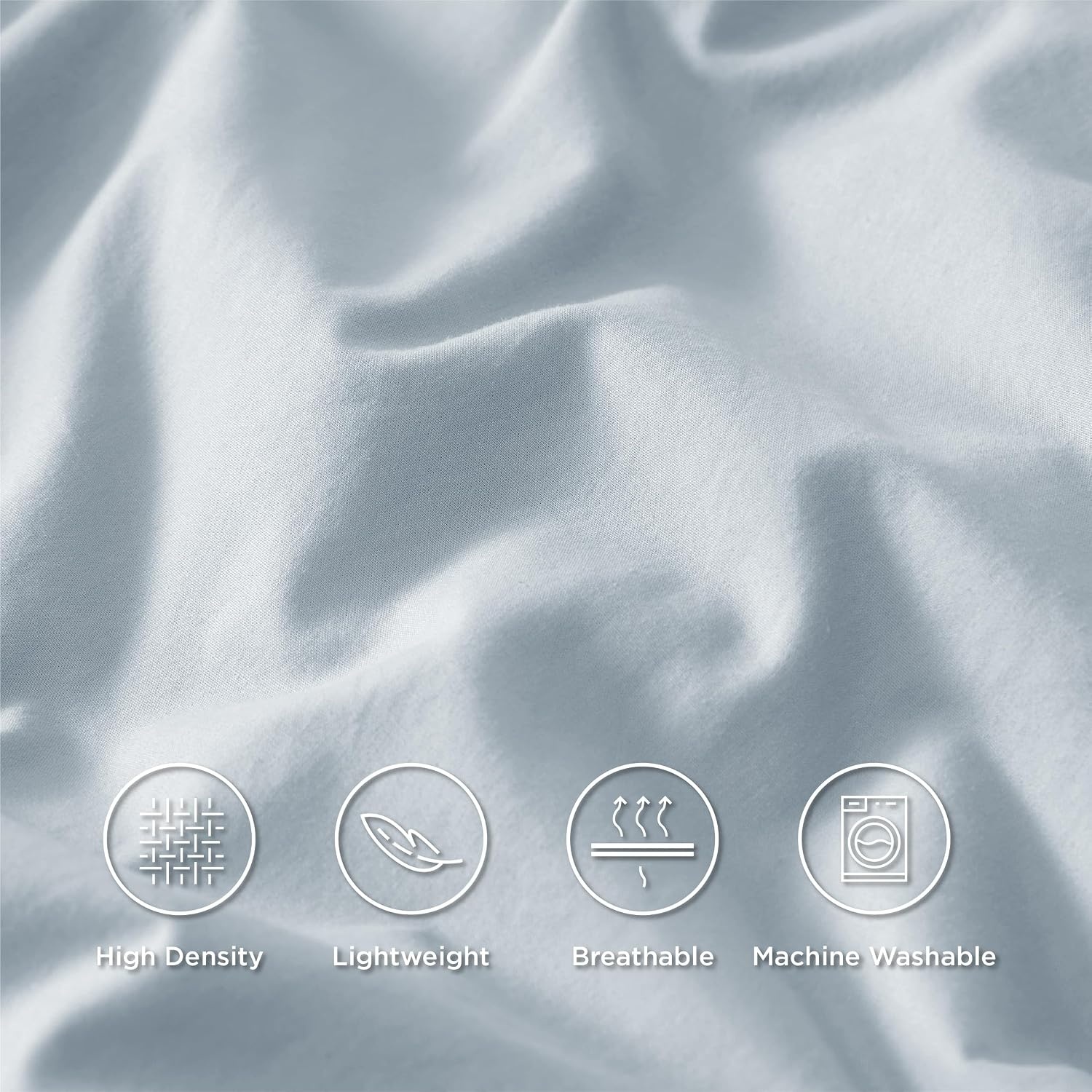image:imageBedsure 100 Cotton Percale Sheets Twin Size Twin Sheets Set with Deep Pocket Up to 16 Inches Breathable amp Crirsp Soft Bedsheet amp Pillowcase Sets 3 Pieces Grey05 Sky Blue
