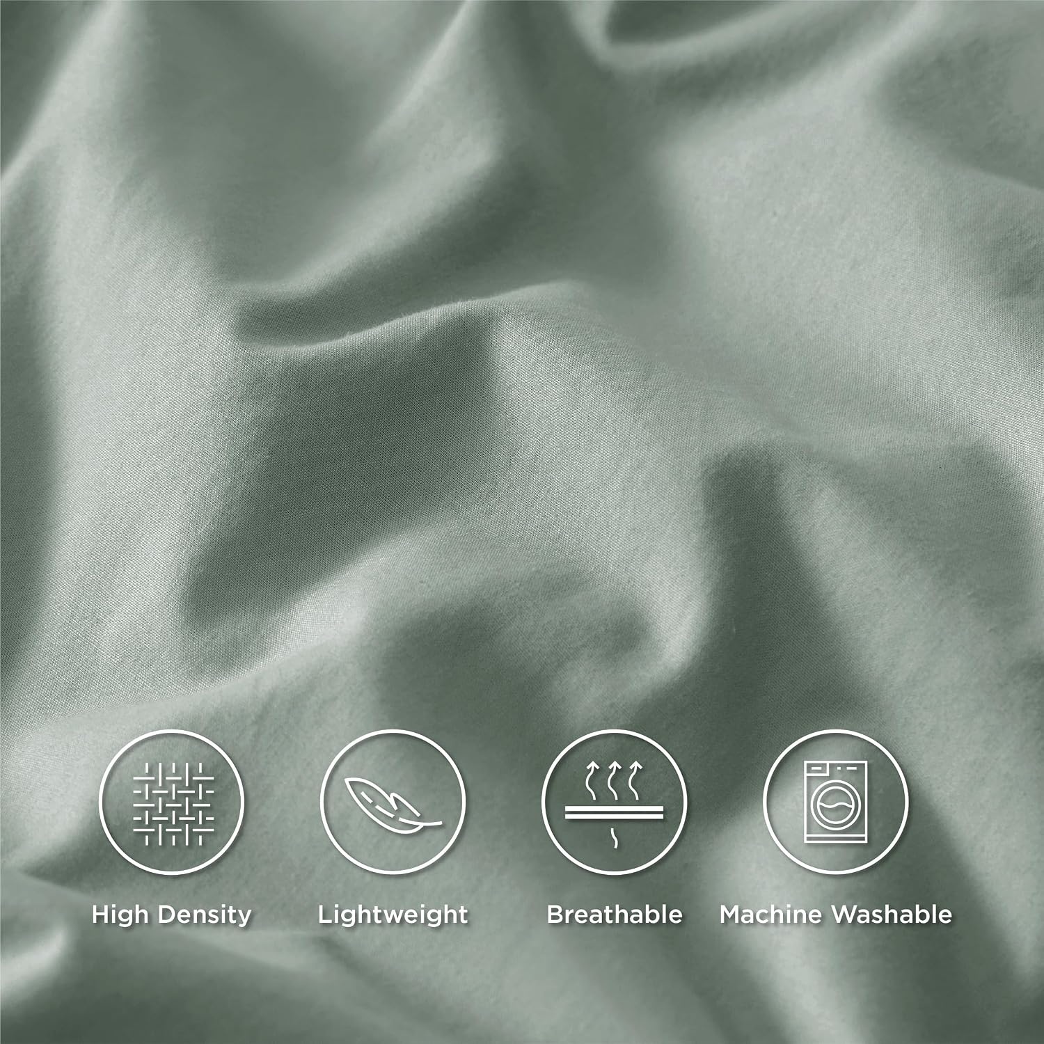 image:imageBedsure 100 Cotton Percale Sheets Twin Size Twin Sheets Set with Deep Pocket Up to 16 Inches Breathable amp Crirsp Soft Bedsheet amp Pillowcase Sets 3 Pieces Grey03 Sage Green