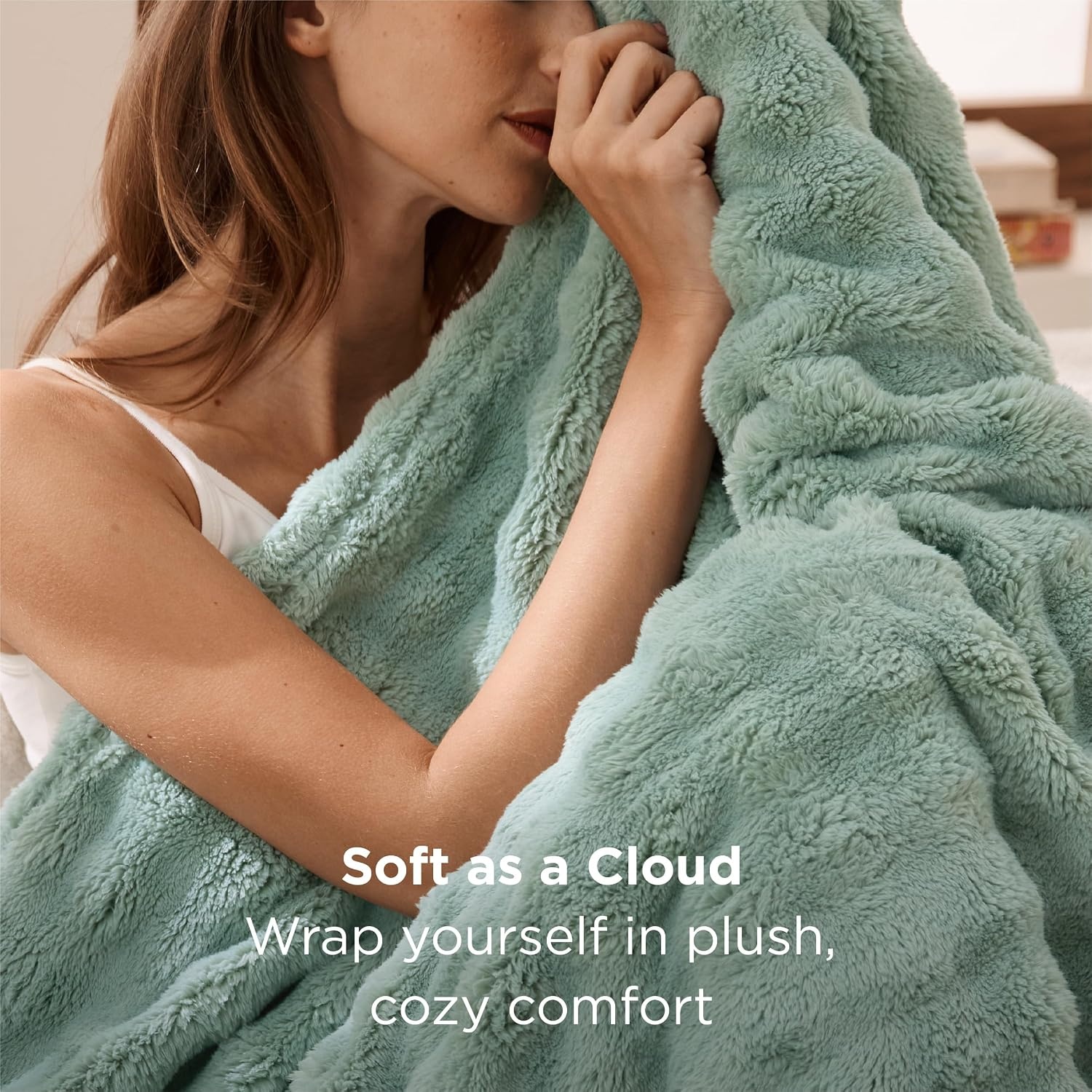 image:imageBedsure 3D Cloud Bubble Fleece Twin Blanket for Bed Burnt Orange 608005 Sage Green