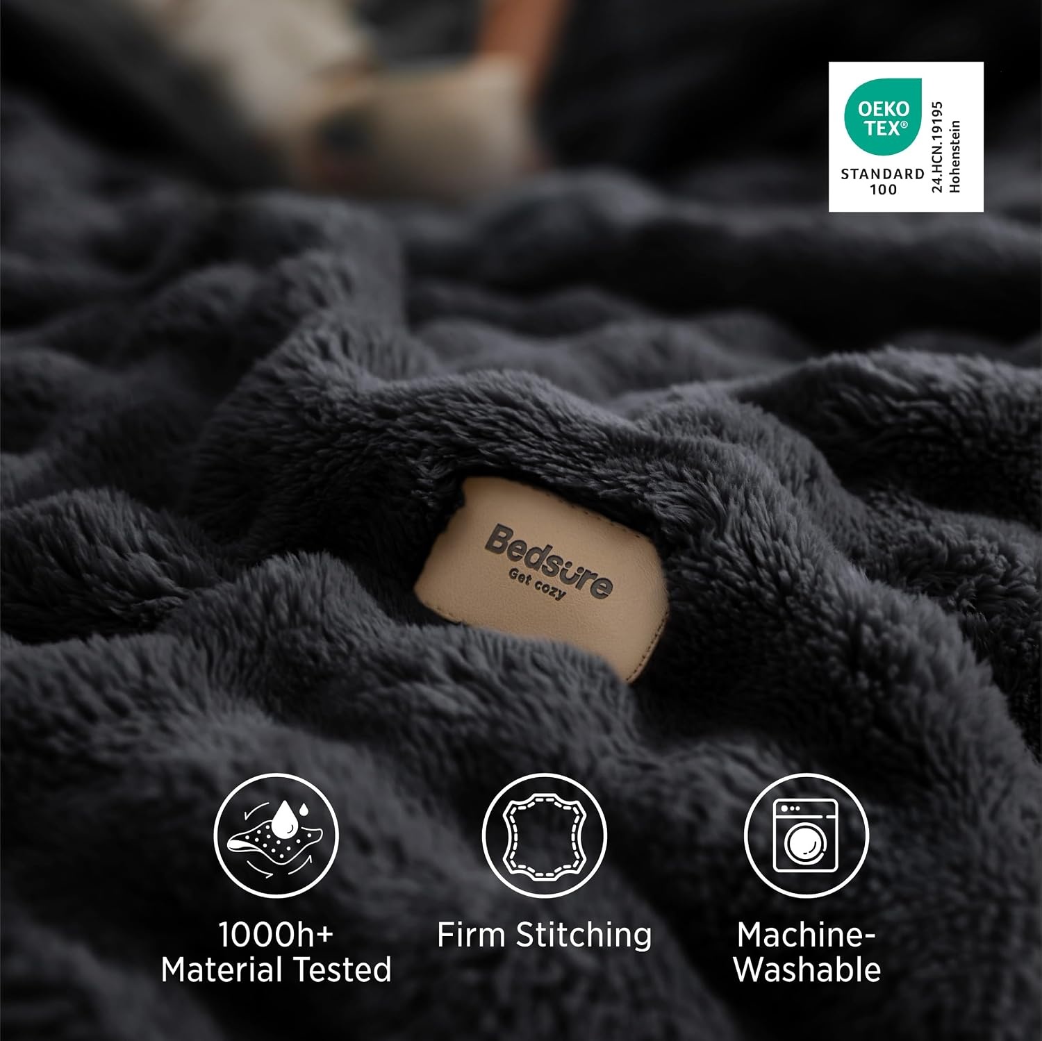 image:imageBedsure 3D Cloud Bubble Fleece Twin Blanket for Bed Burnt Orange 6080Black