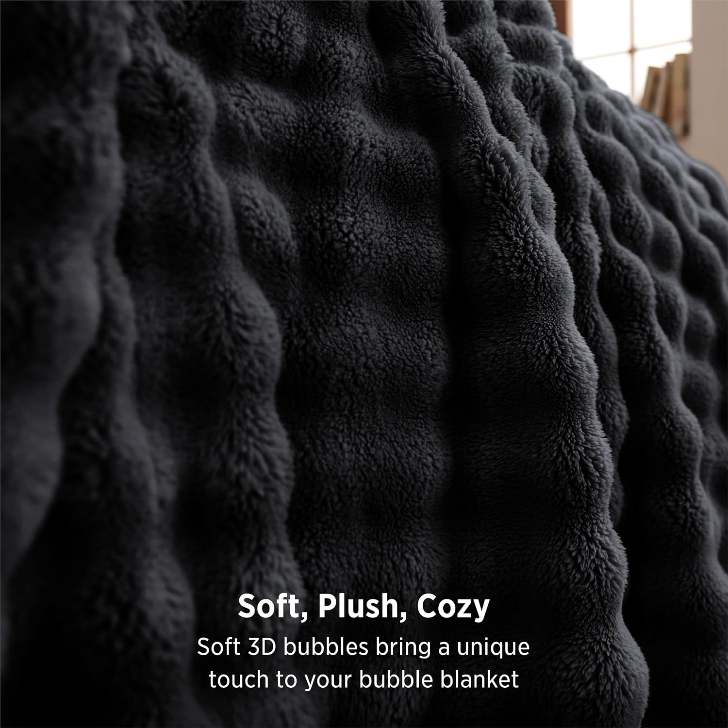 image:imageBedsure 3D Cloud Bubble Fleece Twin Blanket for Bed Burnt Orange 6080Black