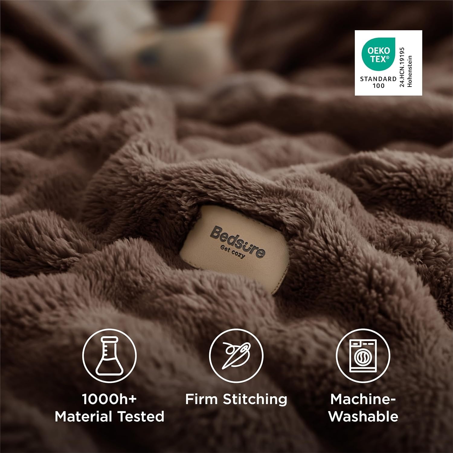image:imageBedsure 3D Cloud Bubble Fleece Twin Blanket for Bed Burnt Orange 6080Brown