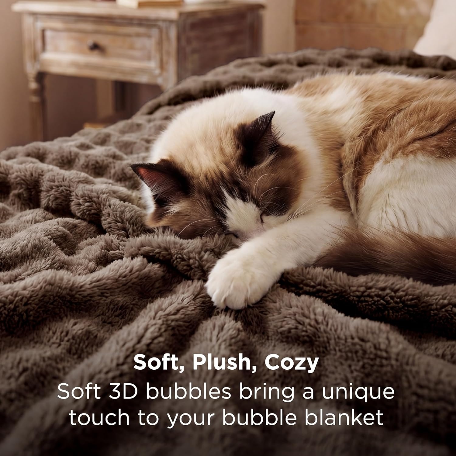 image:imageBedsure 3D Cloud Bubble Fleece Twin Blanket for Bed Burnt Orange 6080Brown