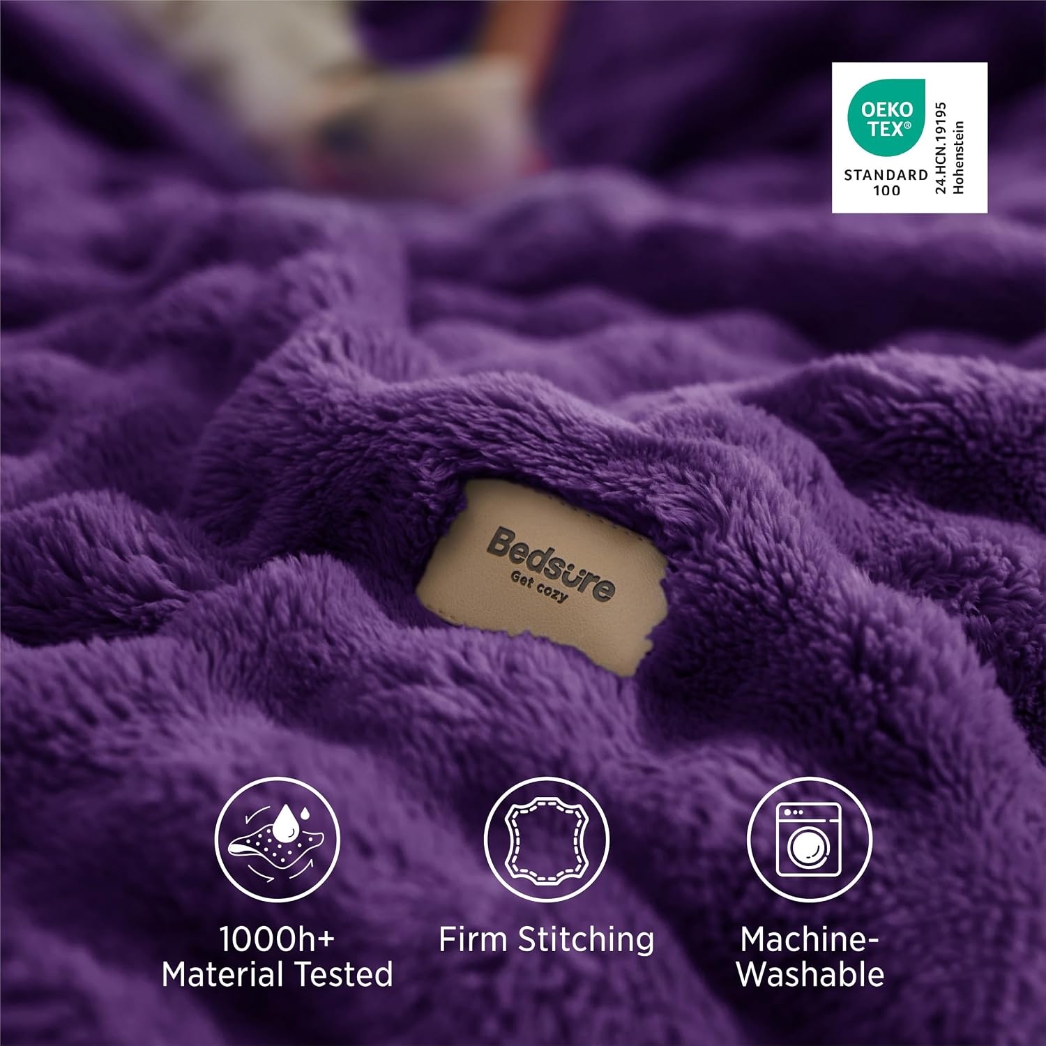 image:imageBedsure 3D Cloud Bubble Fleece Twin Blanket for Bed Burnt Orange 6080Purple