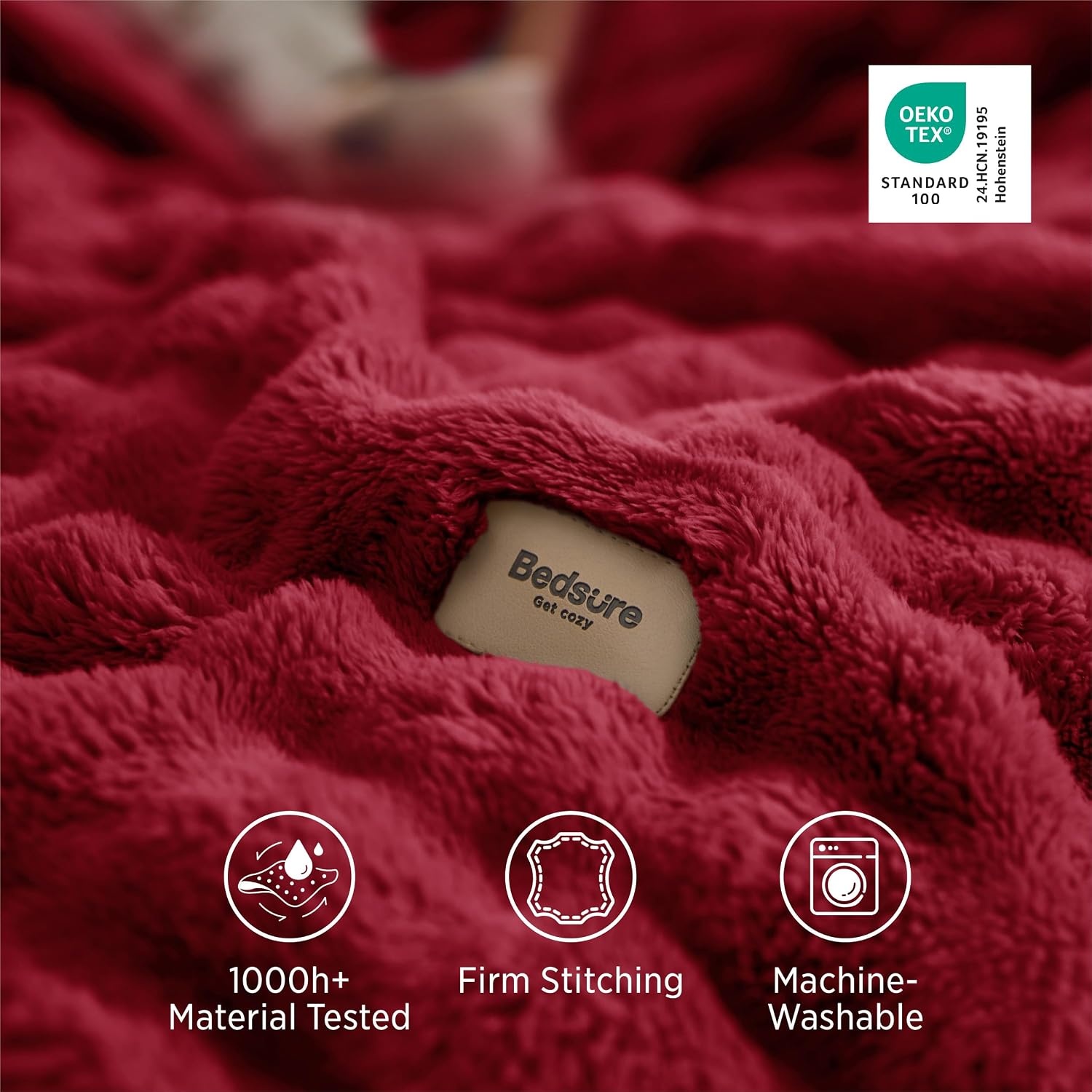 image:imageBedsure 3D Cloud Bubble Fleece Twin Blanket for Bed Burnt Orange 6080Red