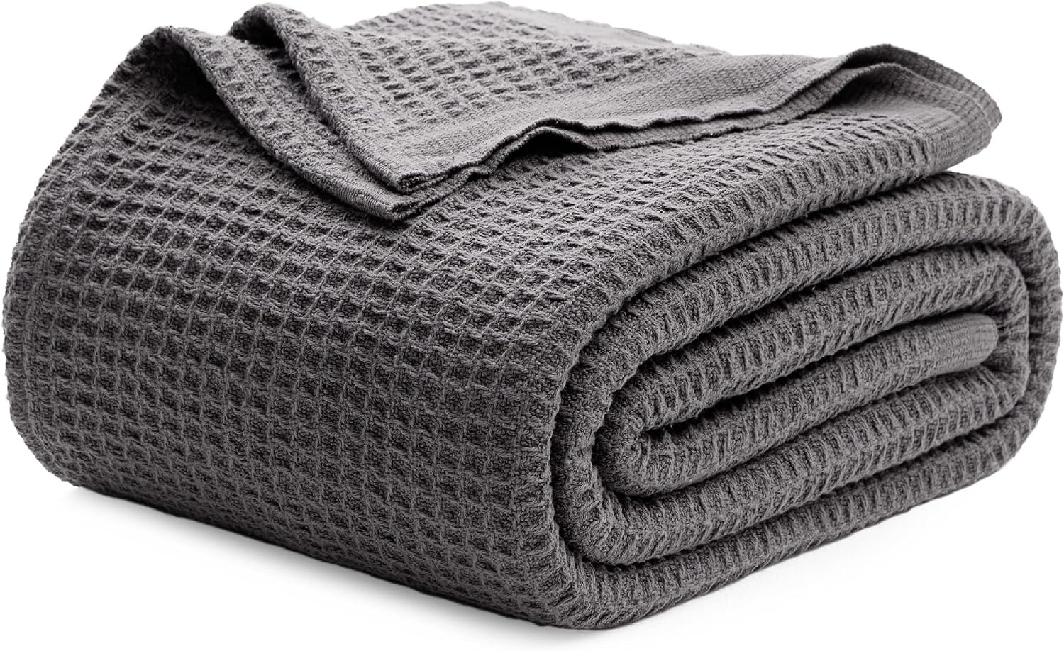 image:imageBedsure Bundle of Cotton Waffle Blanket Dark Grey and Dark Grey Throw XL