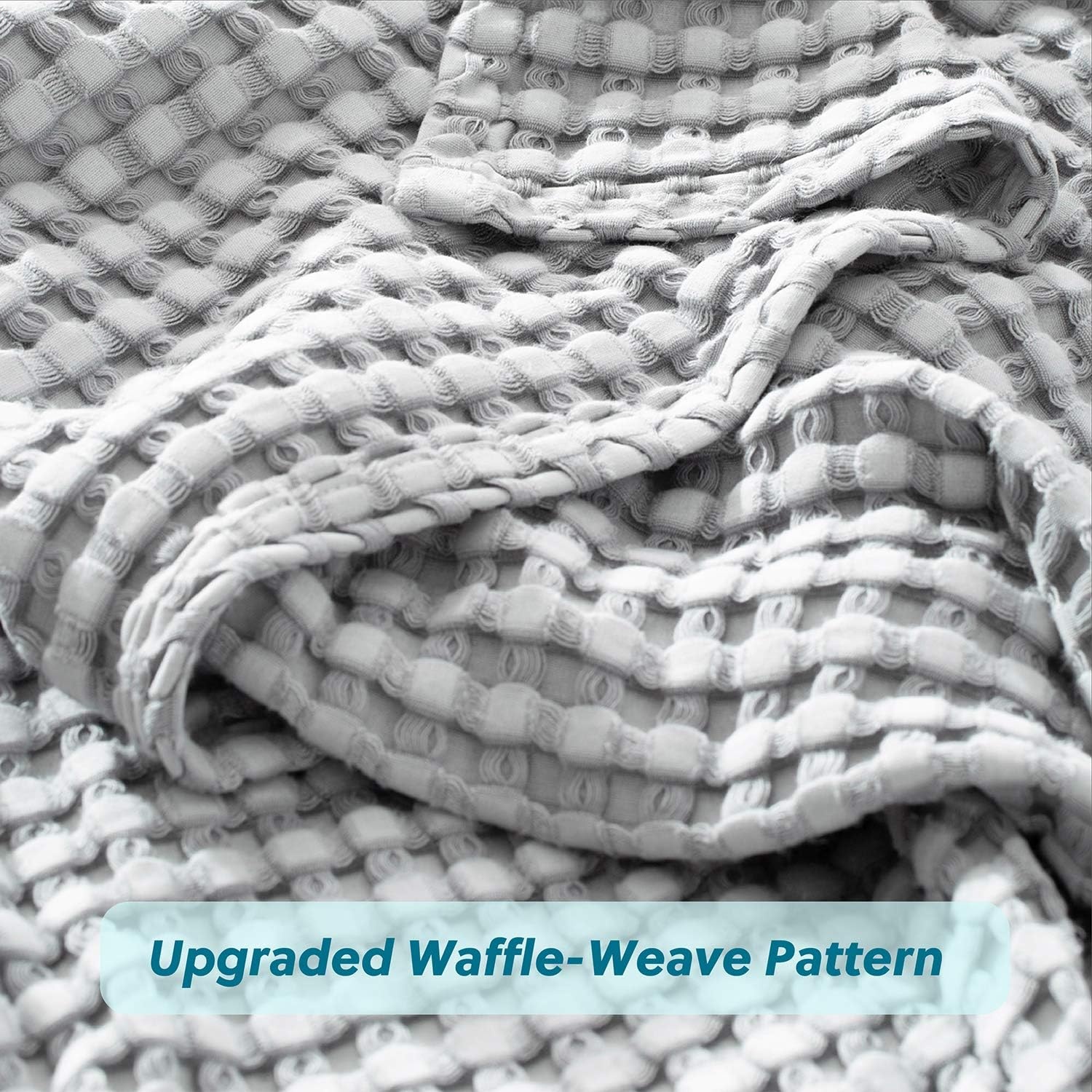 image:imageBedsure Bundle of Cotton Waffle Blanket Dark Grey and Dark Grey Throw XL