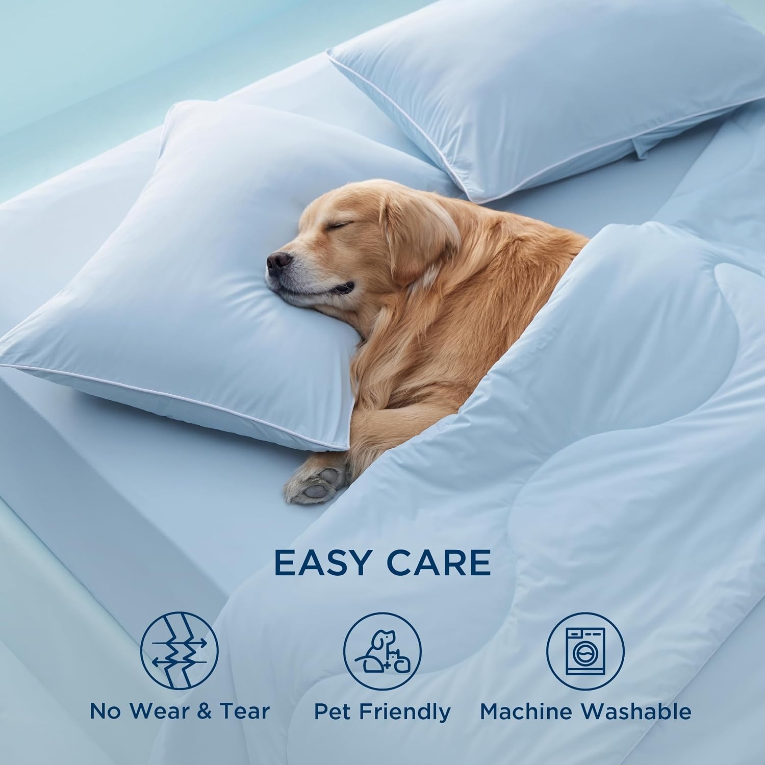 image:imageBedsure Cooling Comforters Queen Size Set 4 Pieces Blue Cooling Blanket for Hot Sleepers DoubleSided Cool Tech Queen Bedding Set with Breathable Lightweight Comforter Sheet amp Pillowcases02 Blue