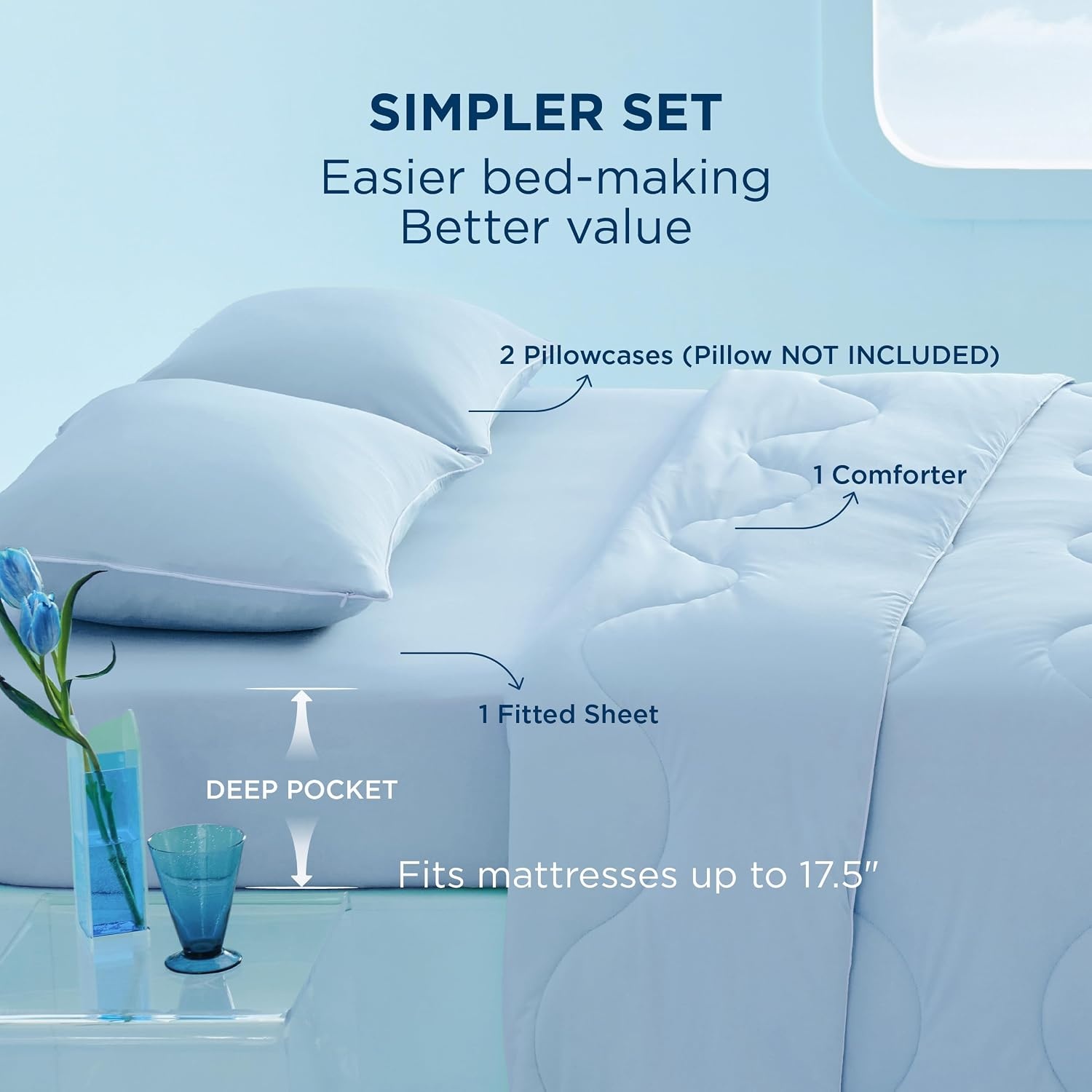 image:imageBedsure Cooling Comforters Queen Size Set 4 Pieces Blue Cooling Blanket for Hot Sleepers DoubleSided Cool Tech Queen Bedding Set with Breathable Lightweight Comforter Sheet amp Pillowcases02 Blue