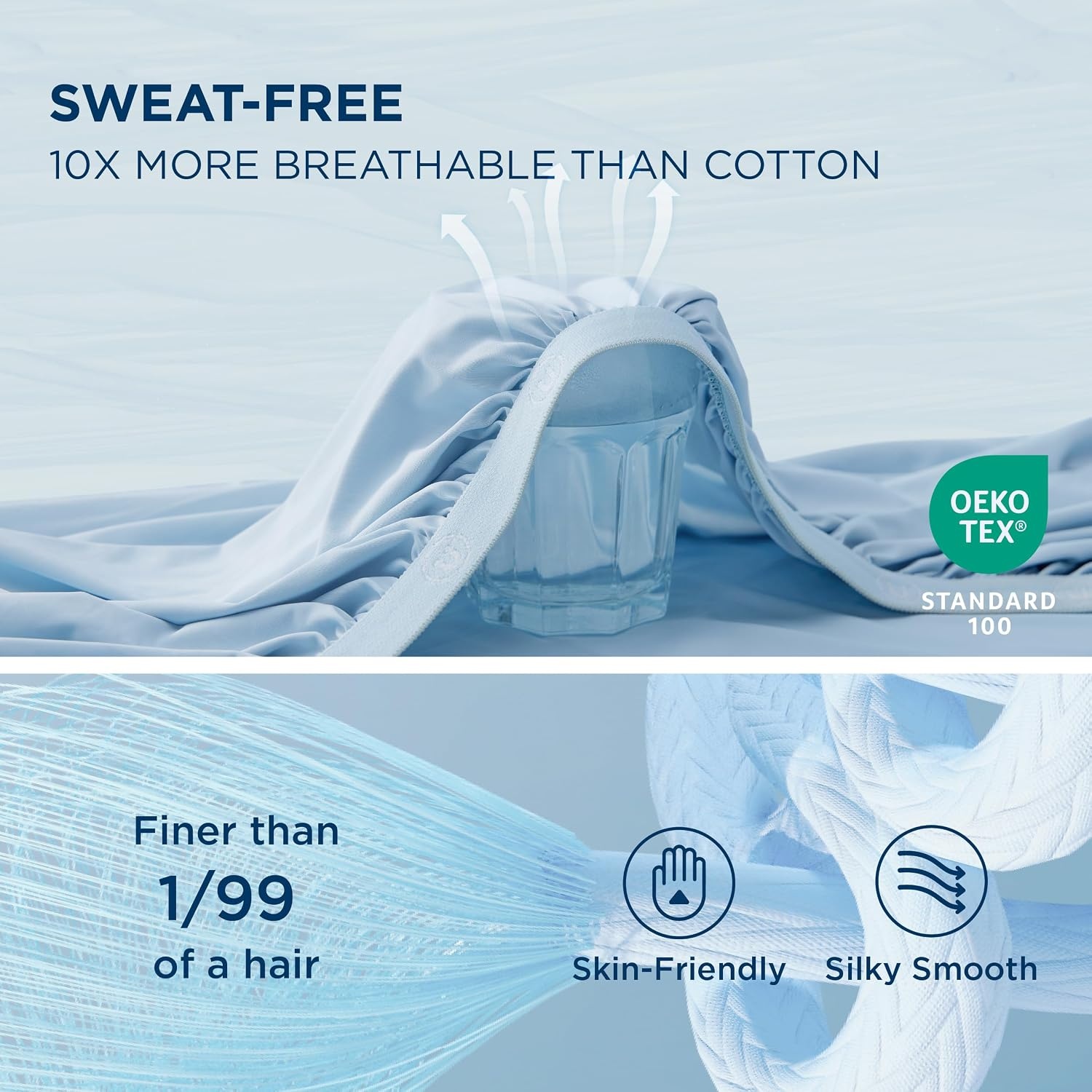 image:imageBedsure Cooling Comforters Queen Size Set 4 Pieces Blue Cooling Blanket for Hot Sleepers DoubleSided Cool Tech Queen Bedding Set with Breathable Lightweight Comforter Sheet amp Pillowcases02 Blue
