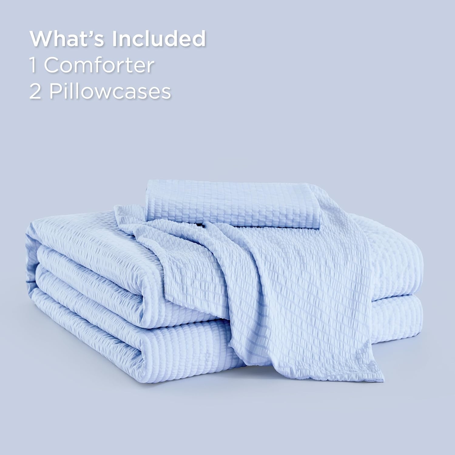 image:imageBedsure Cooling Comforters Queen Size White Seersucker Cool Bedding for Hot Sleepers 3 Pieces Reversible Queen Bed Set with 1 Breathable Lightweight Comforter 2 PillowcasesBlue