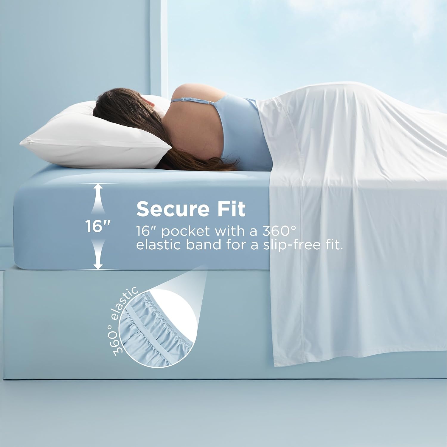 image:imageBedsure Cooling Fitted Sheet Bundle Cooling Pillow Cases Fitted Sheet Only with 360Elastic Band Silky Pillow Cases Set of 2 with Zipper Infused 3 HA amp Ceramides Gifts for Women Queen Pink