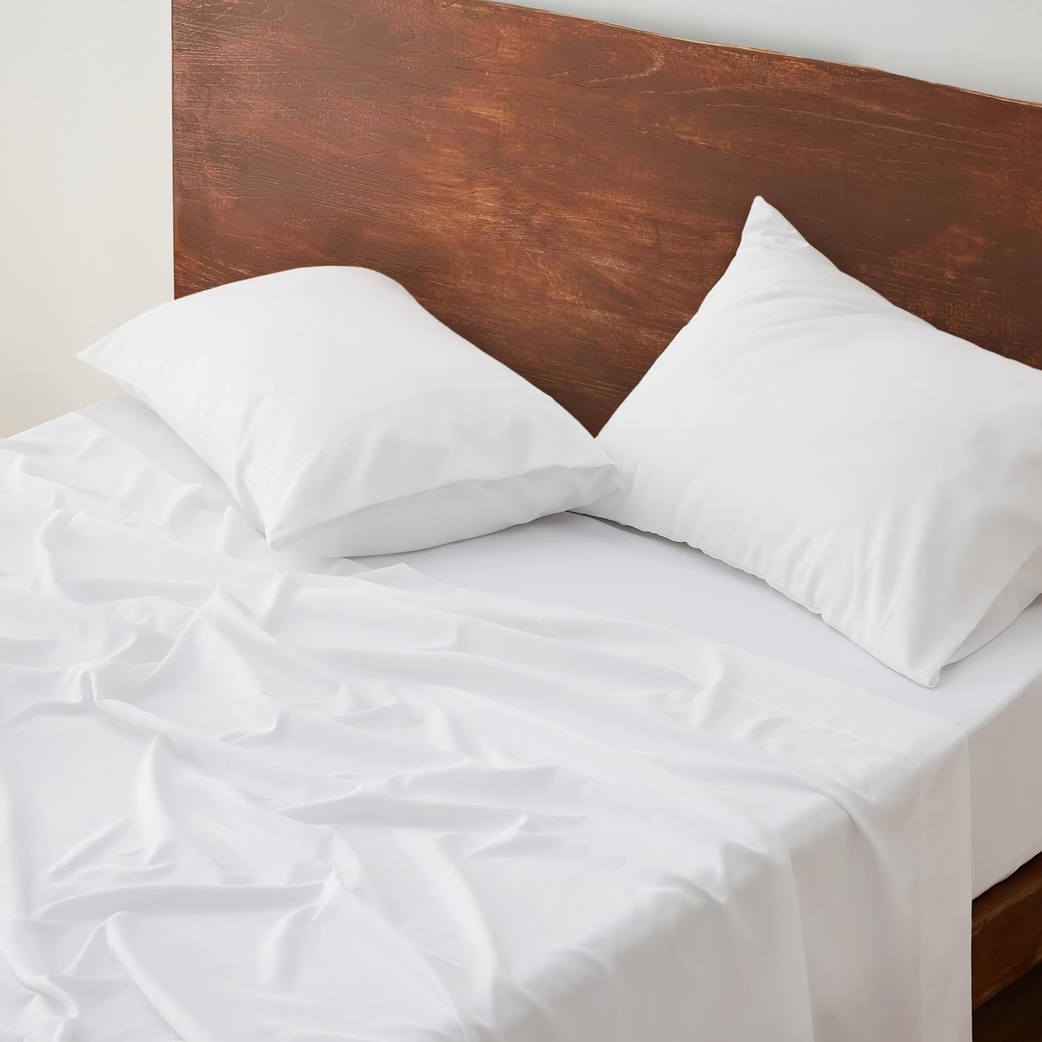 image:imageBedsure Cooling King Size Sheets Set Blend of Rayon Derived from Bamboo Sheets Breathable Soft amp Silky Hotel Luxury Bedding Sheet Set Deep Pocket Sheet for Hot Sleepers White