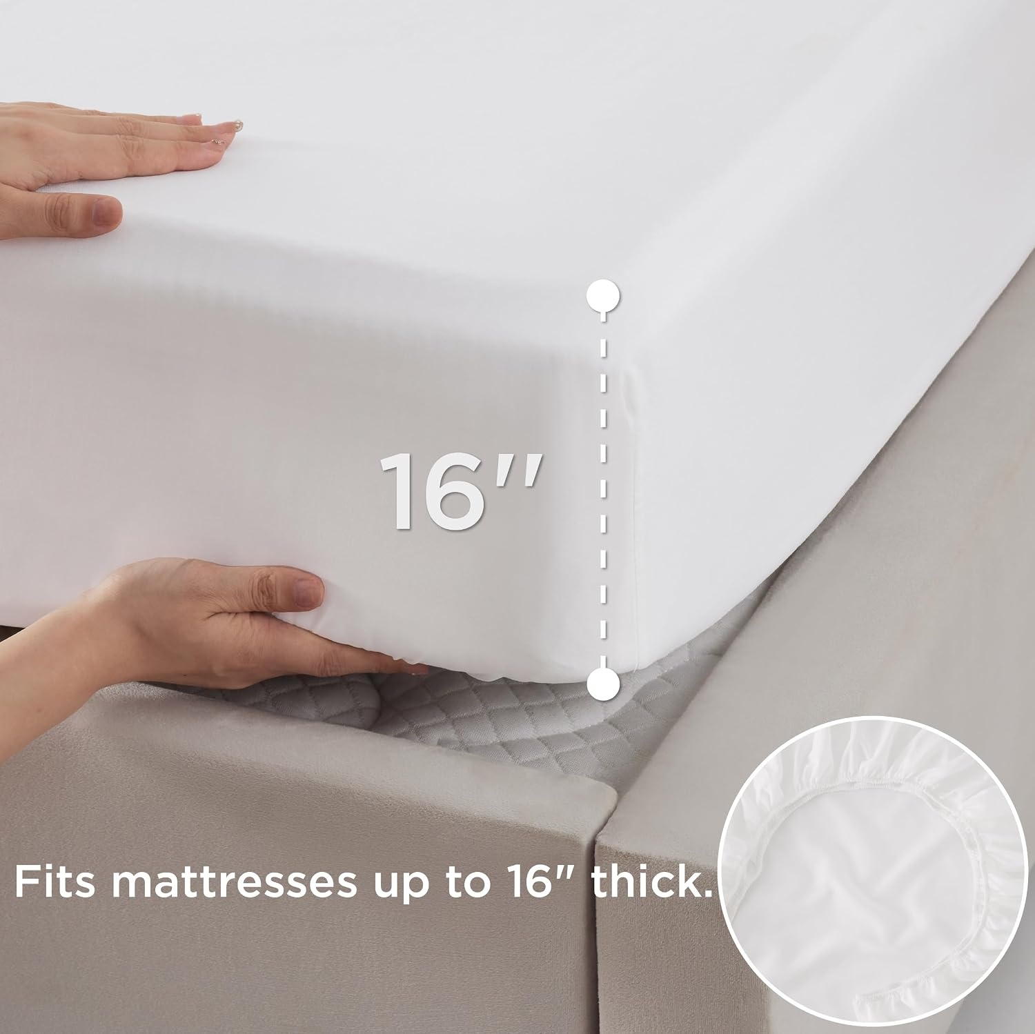 image:imageBedsure Cooling King Size Sheets Set Blend of Rayon Derived from Bamboo Sheets Breathable Soft amp Silky Hotel Luxury Bedding Sheet Set Deep Pocket Sheet for Hot Sleepers White