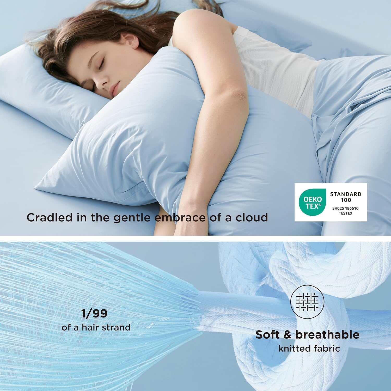 image:imageBedsure Cooling Pillow Cases Bundle Cooling Fitted Sheet King Size for Hot Sleepers Night Sweats Silky Cold Pillow Covers 20 x 36 King Fitted Sheet Only with 360 Elastic Band 16 Deep Blue