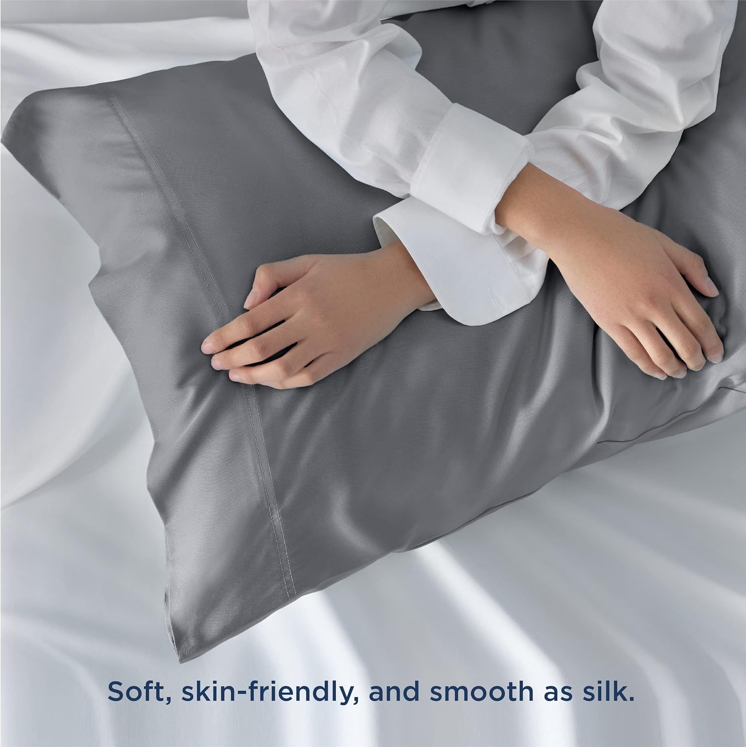 image:imageBedsure Cooling Pillow Cases King Bundle California King Size Sheets Set Grey