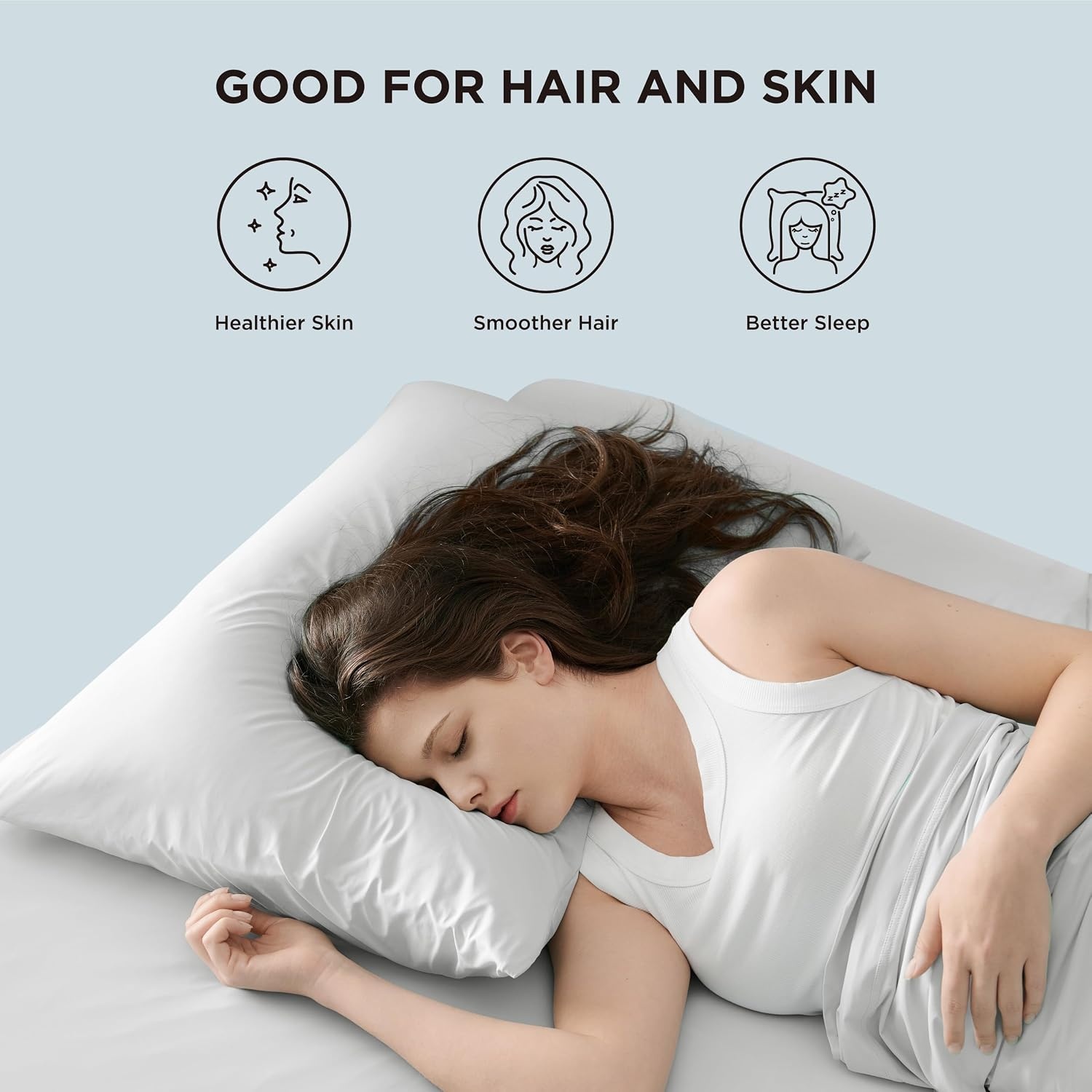 image:imageBedsure Cooling Pillow Cases Queen Size Set of 2 Grey Cooling Sheets Queen Size Grey Bundle
