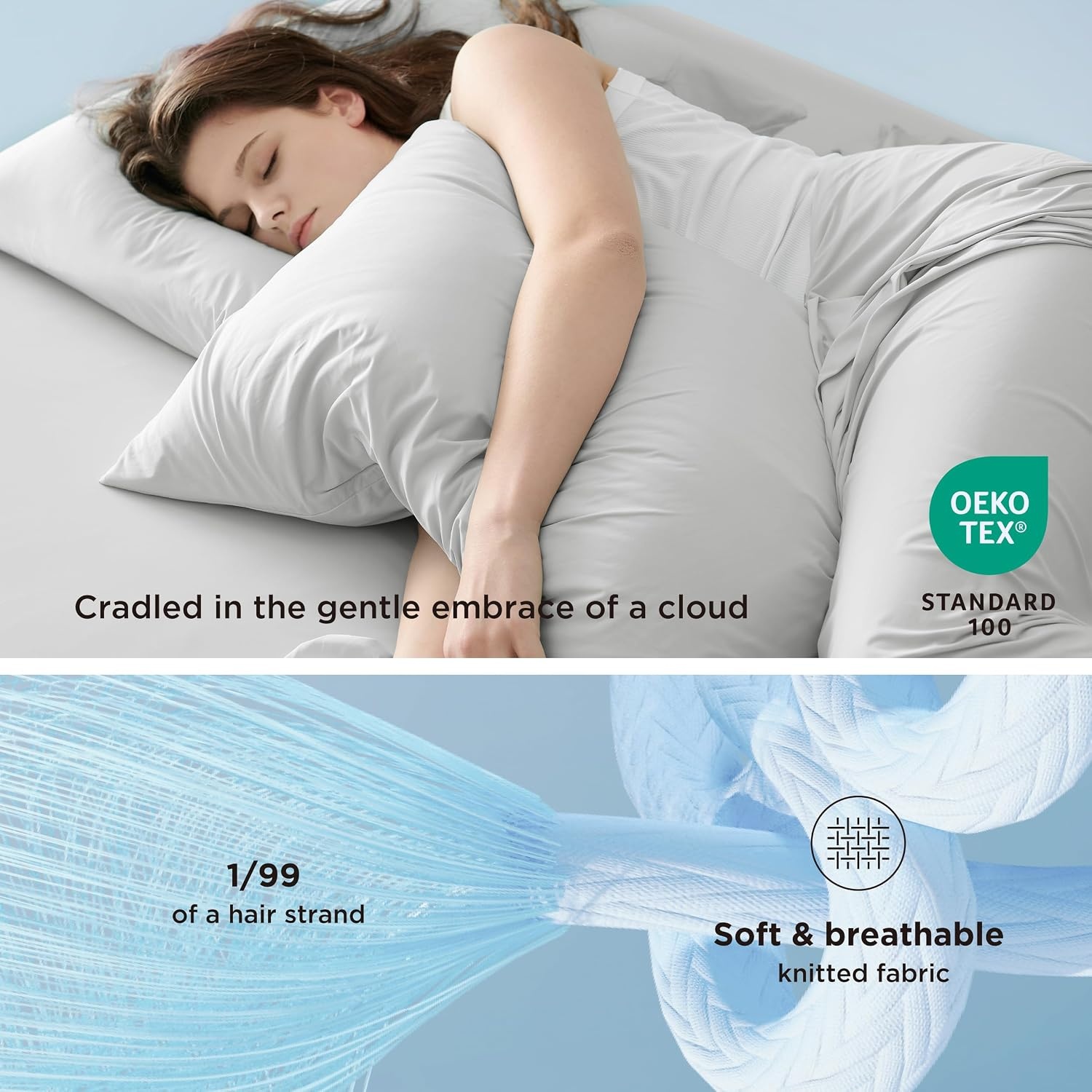 image:imageBedsure Cooling Pillow Cases Queen Size Set of 2 Grey Cooling Sheets Queen Size Grey Bundle