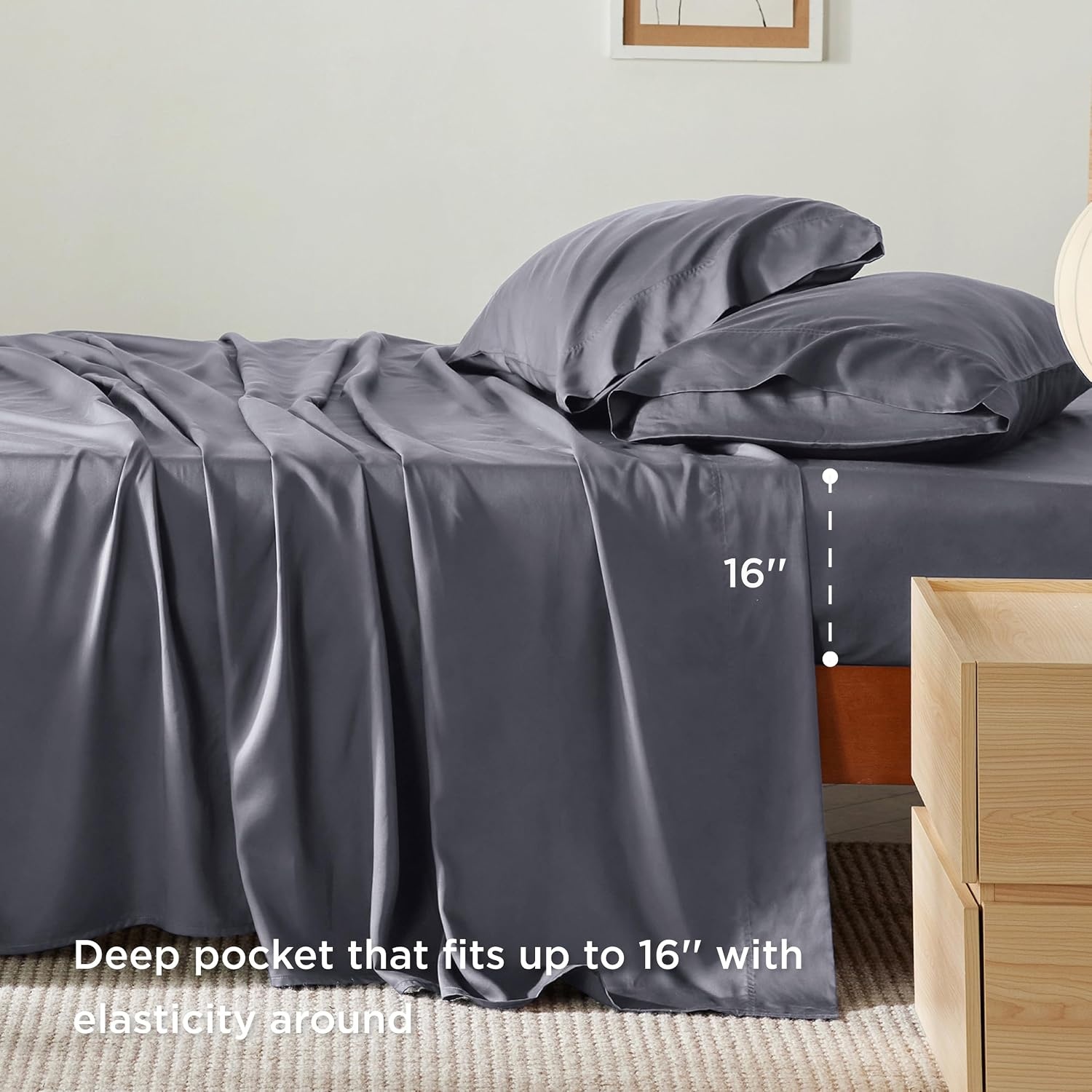 image:imageBedsure Cooling Queen Sheets Bundle Queen Sheet Set Grey