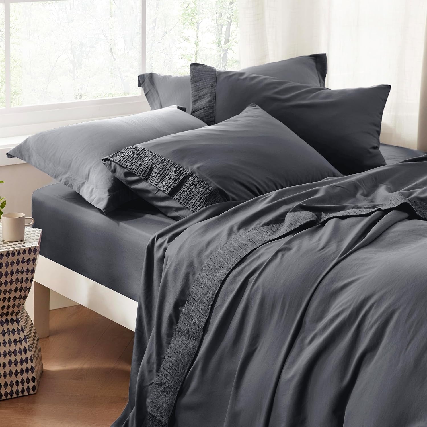 image:imageBedsure Cooling Queen Sheets Bundle Queen Sheet Set Grey