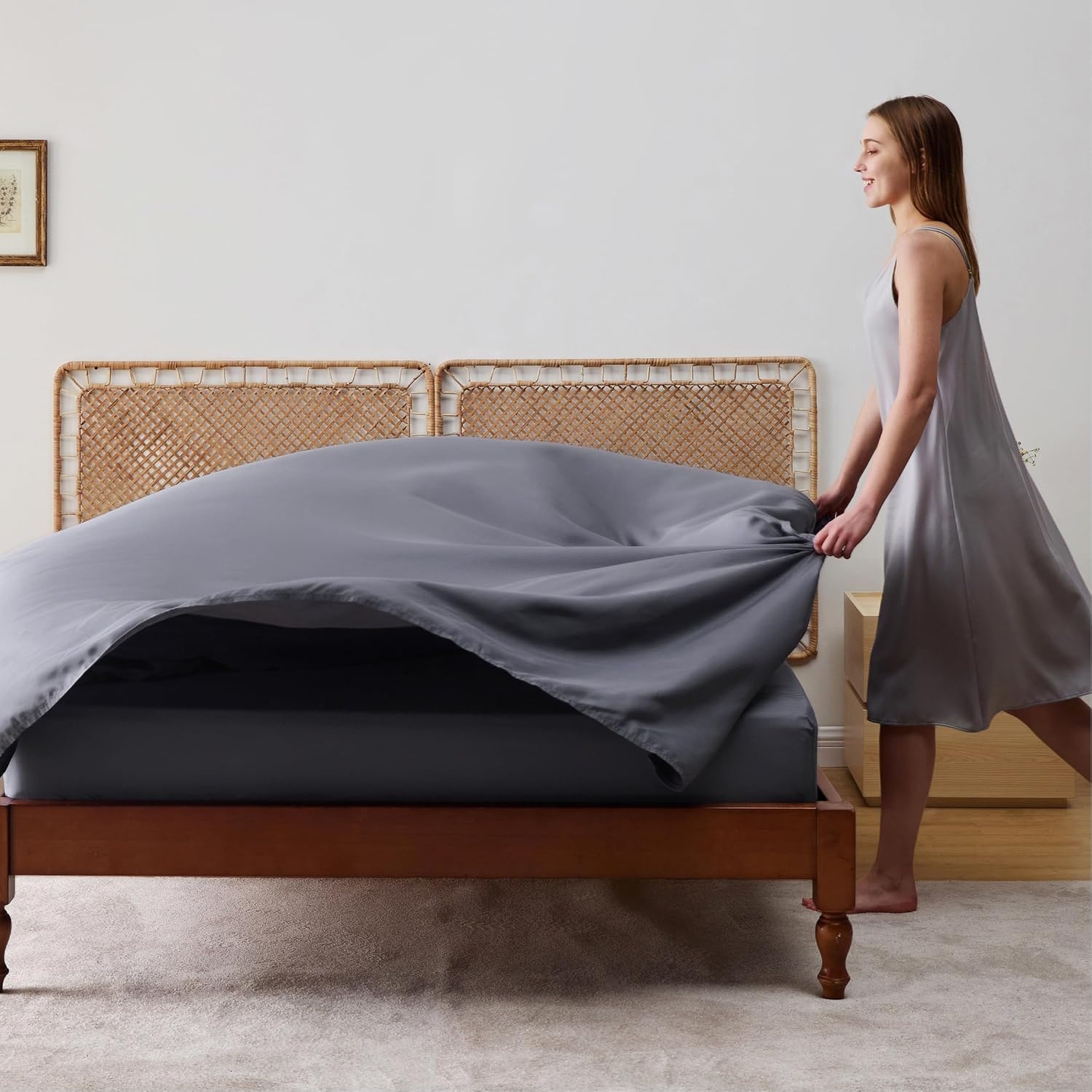 image:imageBedsure Cooling Queen Sheets Bundle Queen Sheet Set Grey